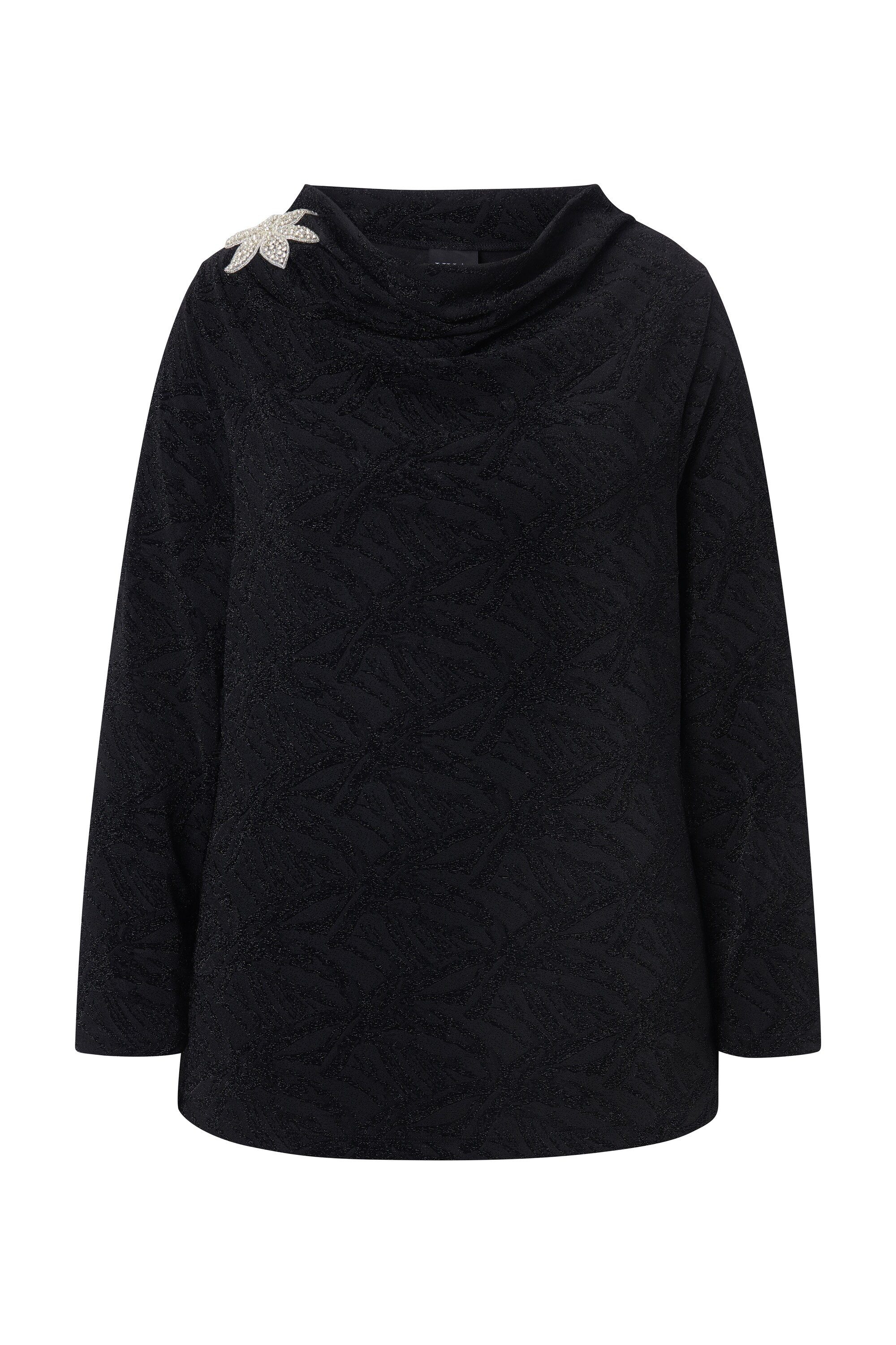 Ulla Popken Longsleeve Shirt Blüte Stehkragen günstig online kaufen