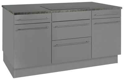 OPTIFIT Kücheninsel Bern, Stellbreite 160x95 cm mit höhenverstellbaren Füßen, mit Metallgriffen