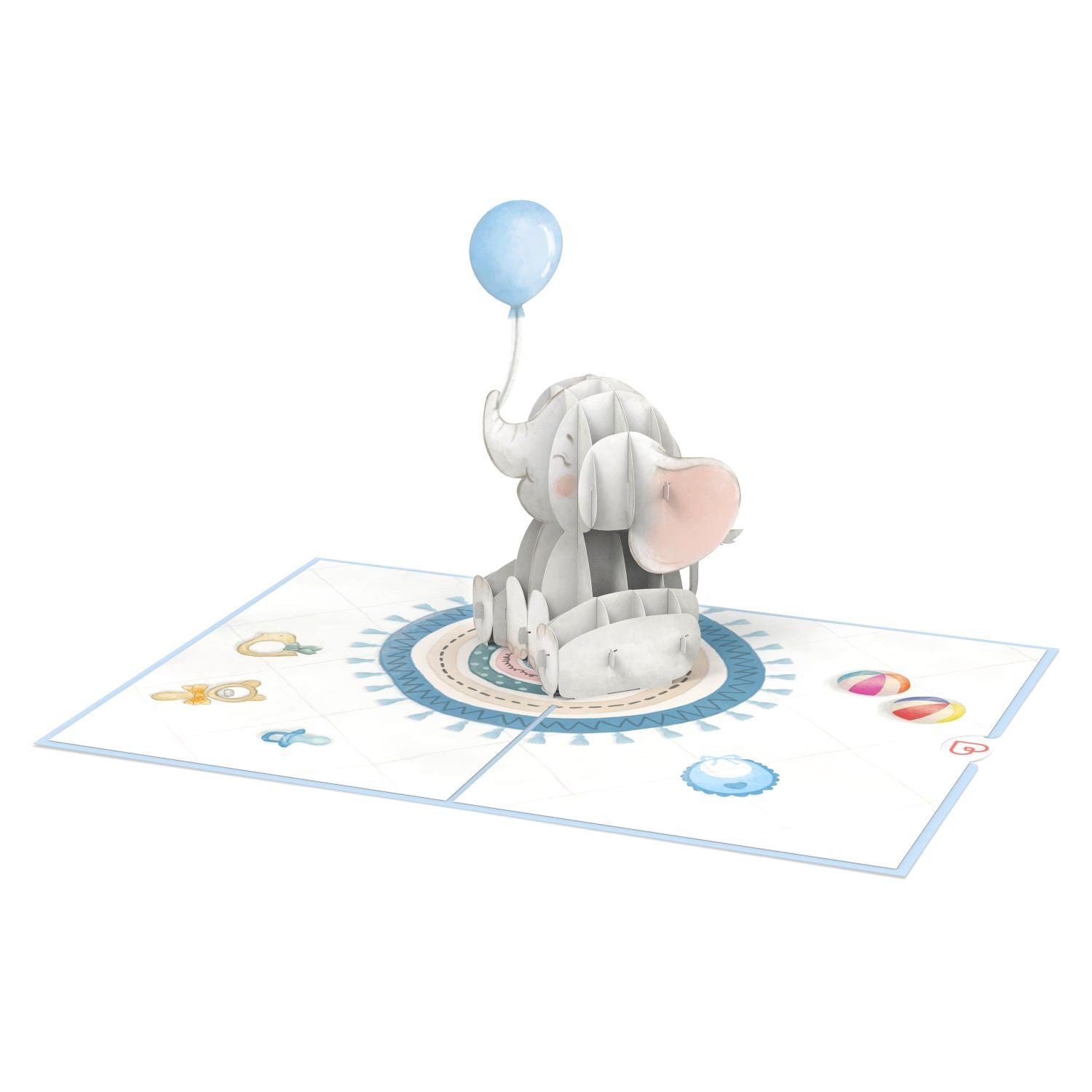 papercrush Geburt (Junge) Geburtskarte Baby-Elefant (Blau), Pop-Up Karte zur Geburt von Jungen, Handgemacht