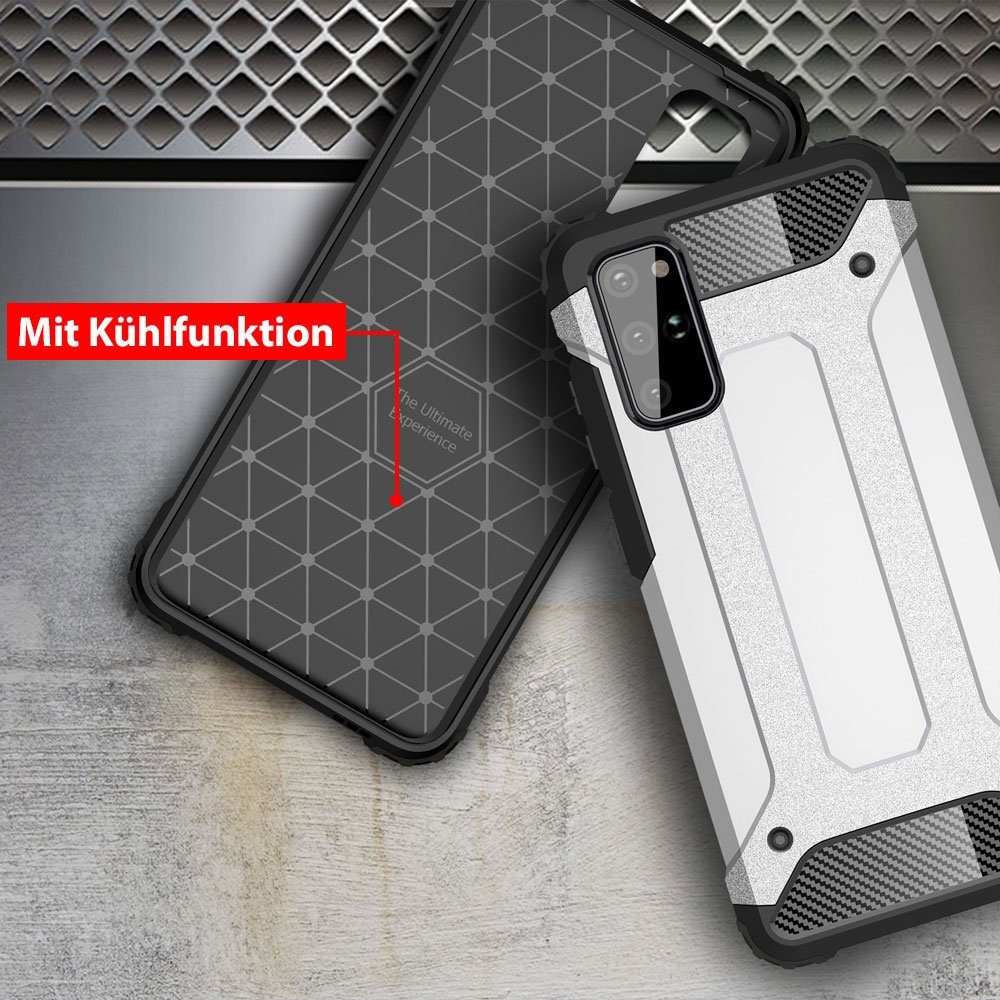 FITSU Handyhülle Outdoor Hülle für Samsung Galaxy S20 Plus Silber 6,7 Zoll, Robuste Handyhülle Outdoor Case stabile Schutzhülle mit Eckenschutz