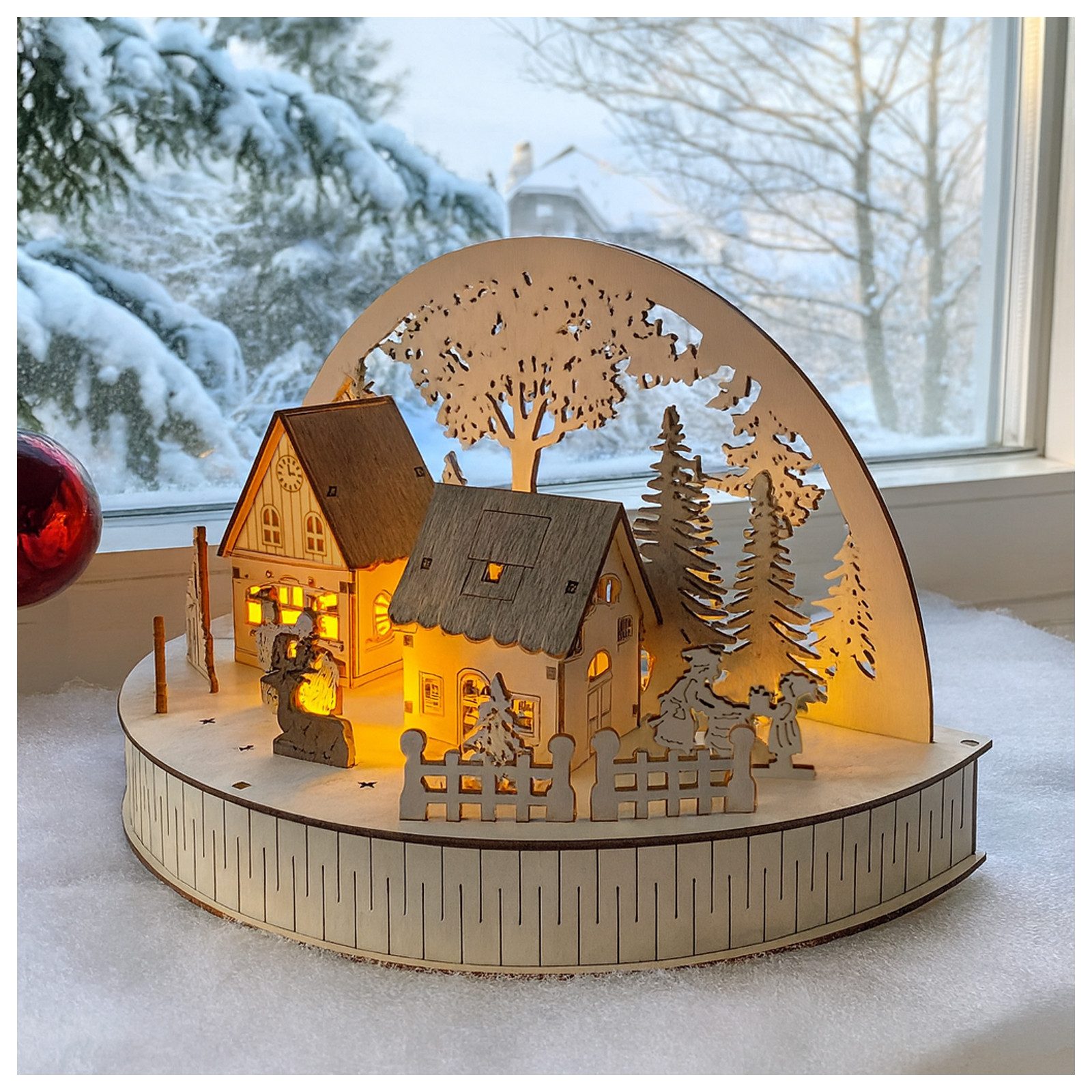 HTI-Living Weihnachtsfigur Weihnachtsszene beleuchtet Rehe (Stück, 1 St., 1 Leuchtdeko ohne Batterien), Leuchtdeko Weihnachtsdeko