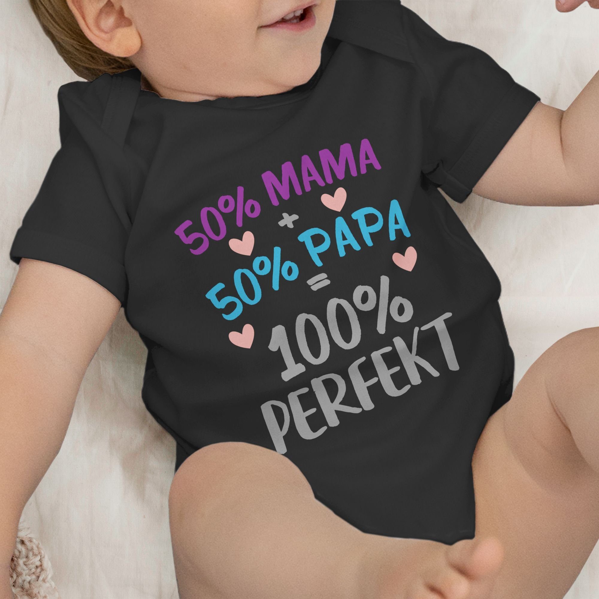 Schwarz 50 Perfekt 50 100 % Baby 2 % Papa Sprüche Mama Shirtbody Shirtracer %
