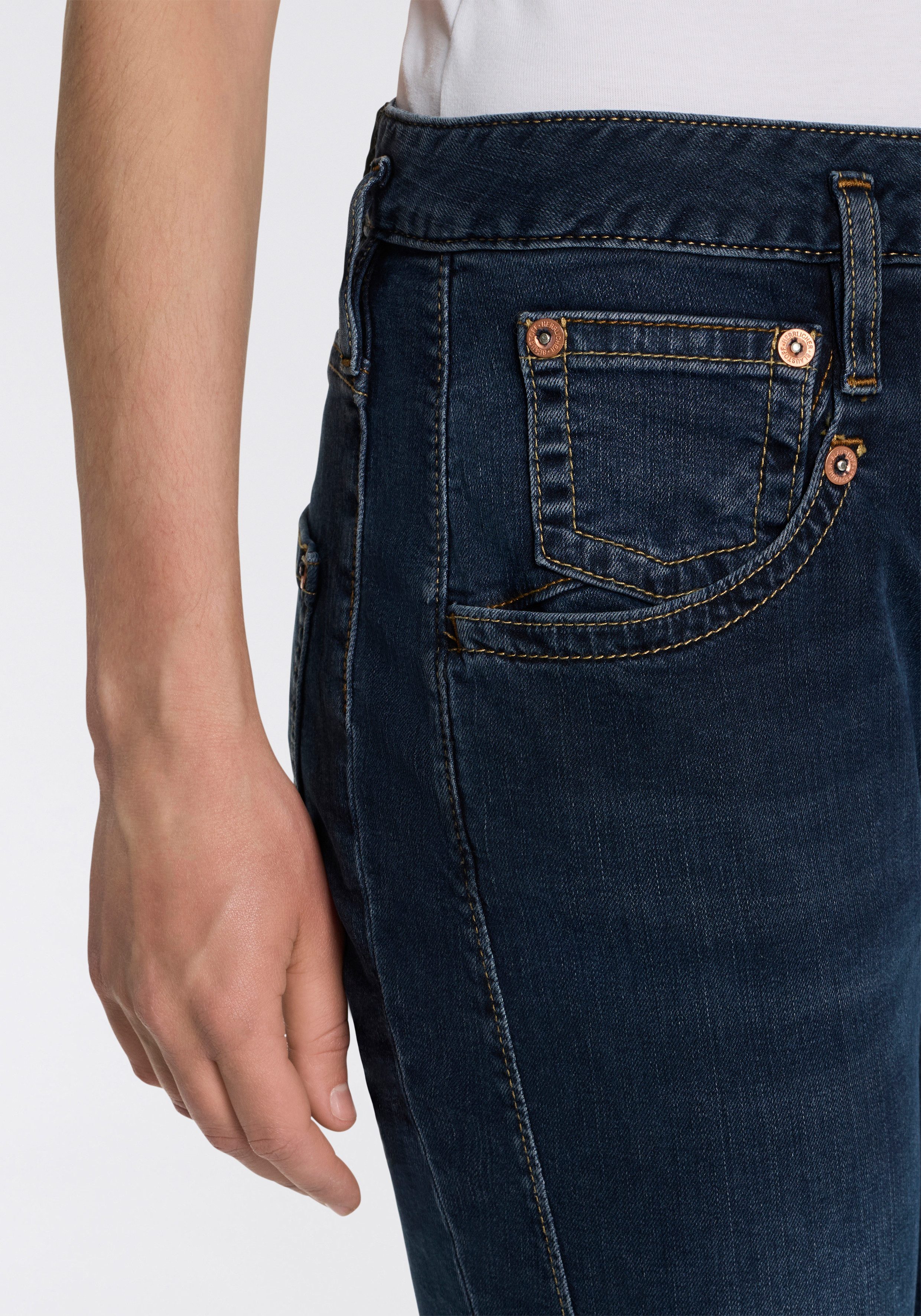 Herrlicher 7/8-Jeans Shyra Cropped Denim Stretch mit halb verdeckter Knopfleiste