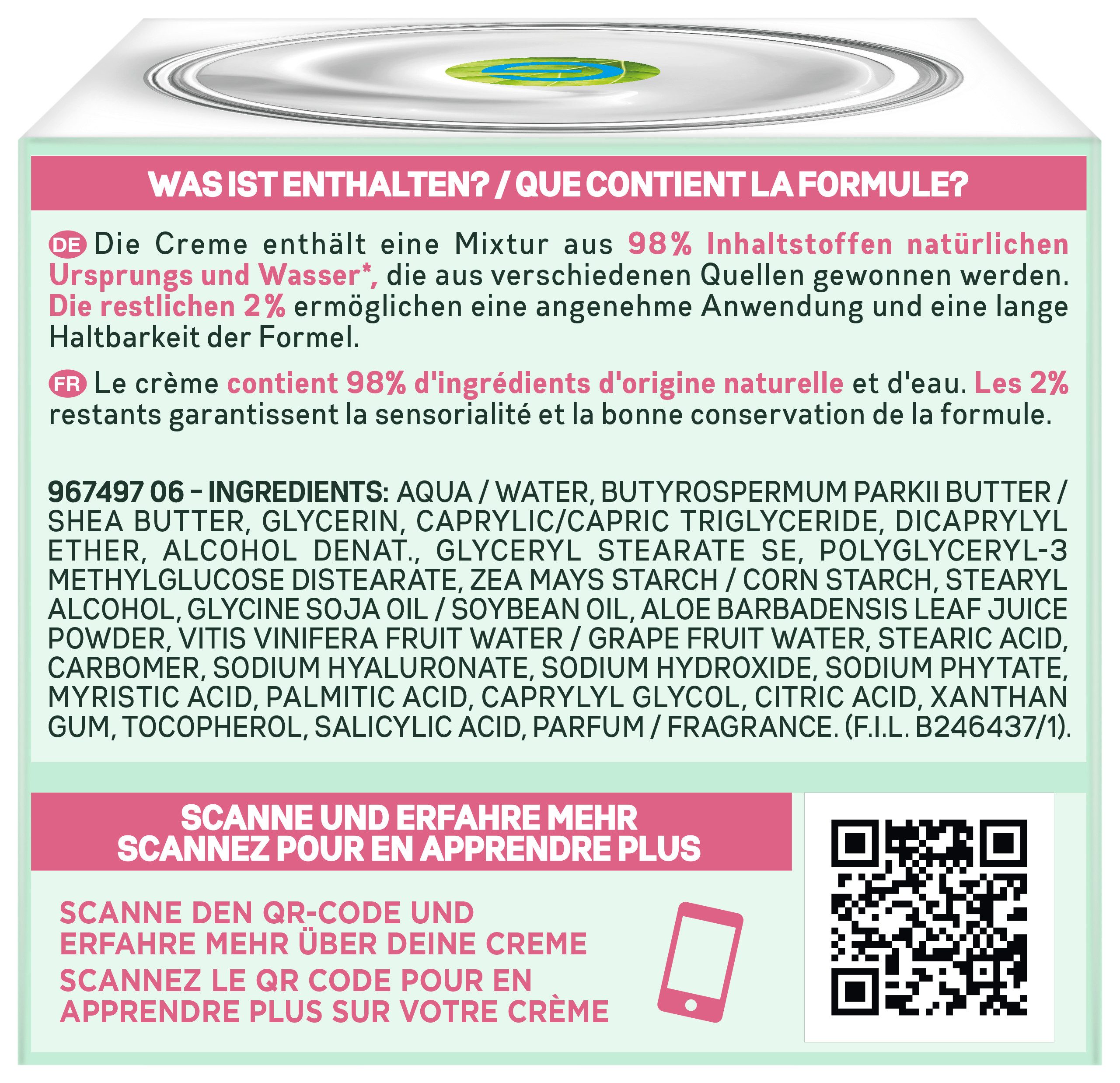 GARNIER Gesichtsgel Garnier Hyaluron Aloe Reichhaltige Tagescreme, feuchtigkeitsspendend, leicht, beruhigt, 48h Wirkung