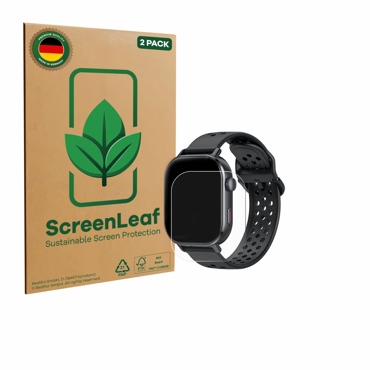 ScreenLeaf Displayschutzfolie Schutzfolie für Jugeman P131 2.06", 2 Stück, nachhaltiger Displayschutz Schutz Folie Klar Transparent
