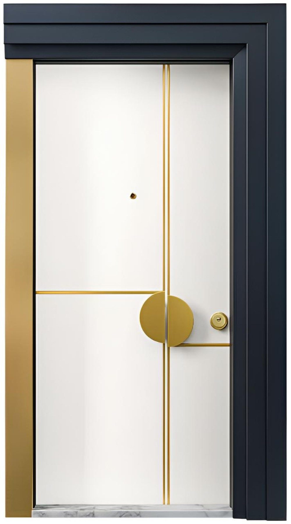 JVmoebel Haustür Gold-Weiße Eingangstür Bex - 34 aus Aluminium mit RC2-Zertifizierung (1-St), Made in Europa
