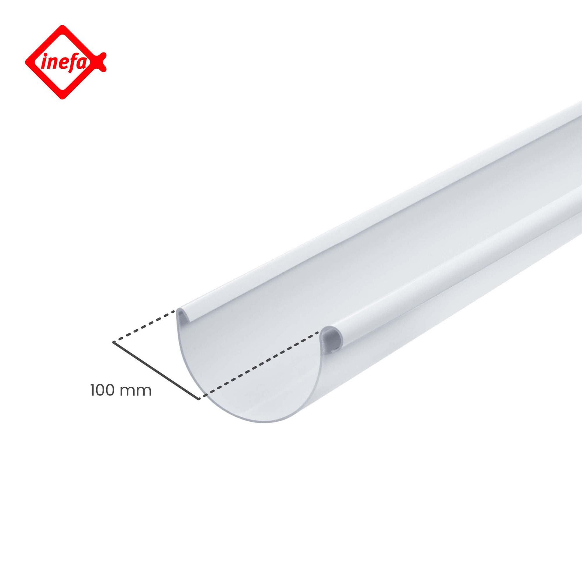 INEFA Dachrinne Dachrinne halbrund 200cm PVC, NW 100. 1 Stück, Kunststoff, Rinne für Dach, Kunststoffrinne - für Gartenhaus