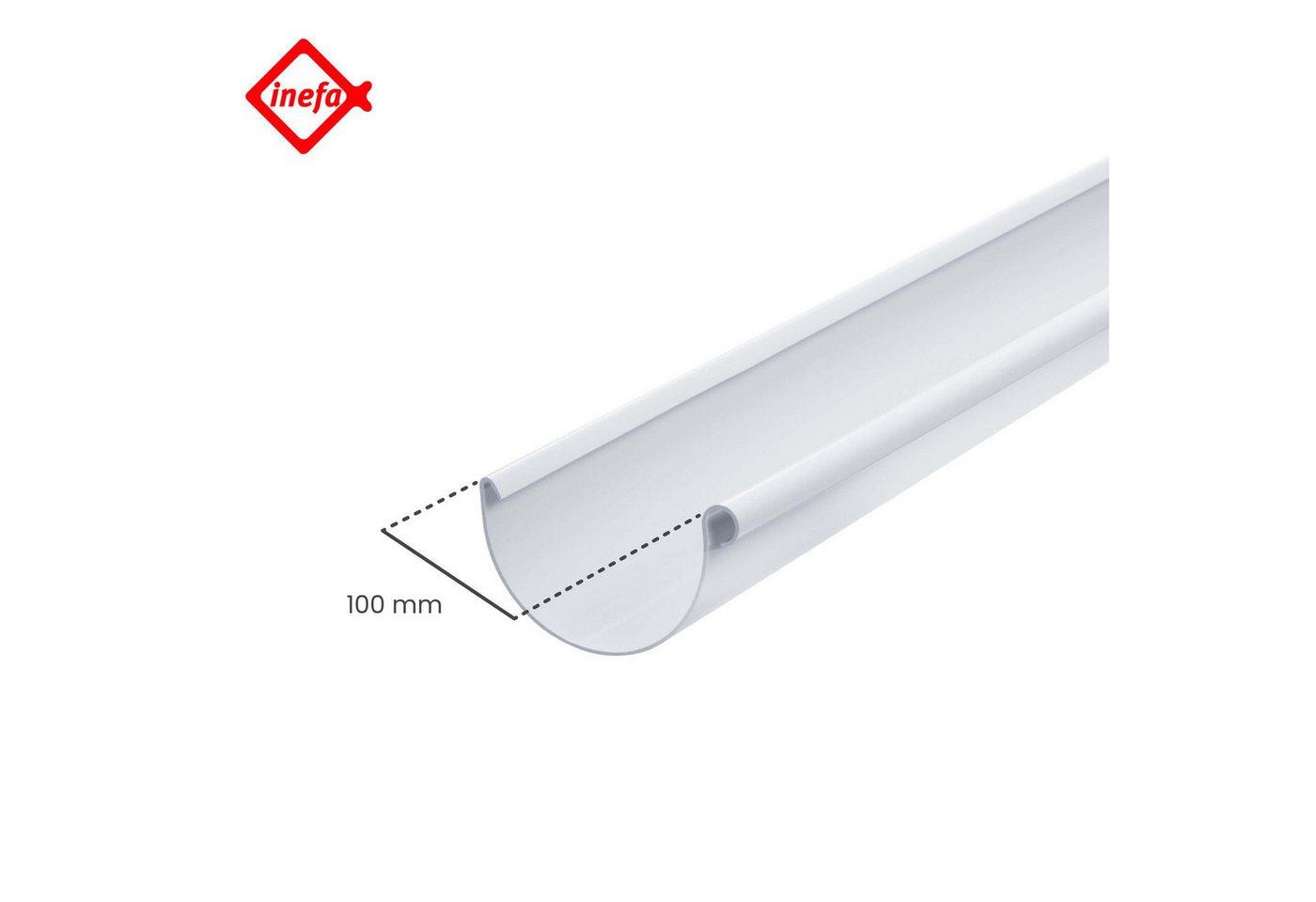 Thumbnail - INEFA Dachrinne Dachrinne halbrund 200cm PVC, NW 100. 1 Stück, Kunststoff, Rinne für Dach, Kunststoffrinne - für Gartenh...