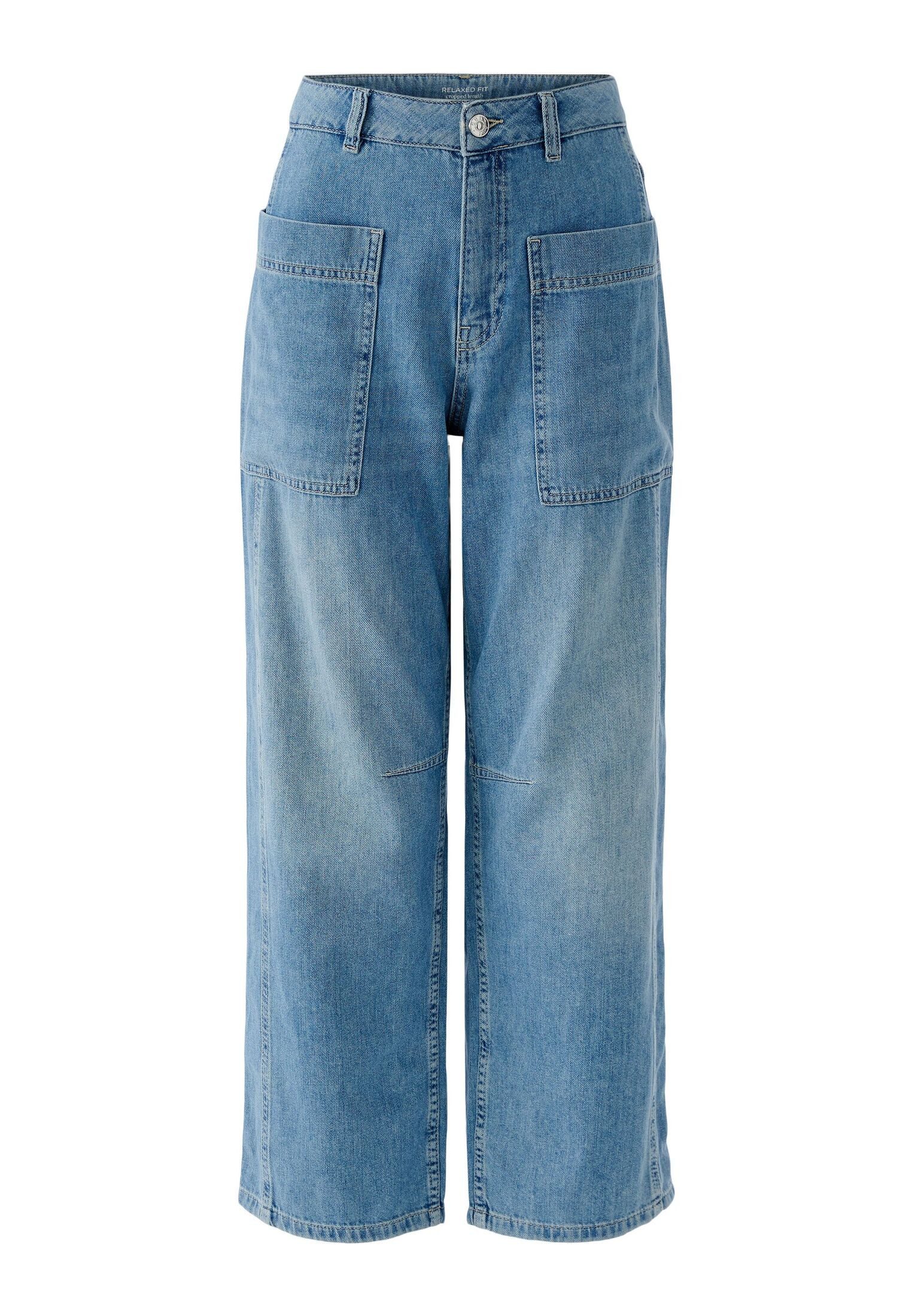 Oui Relax-fit-Jeans Jeans Barrel Detailprint