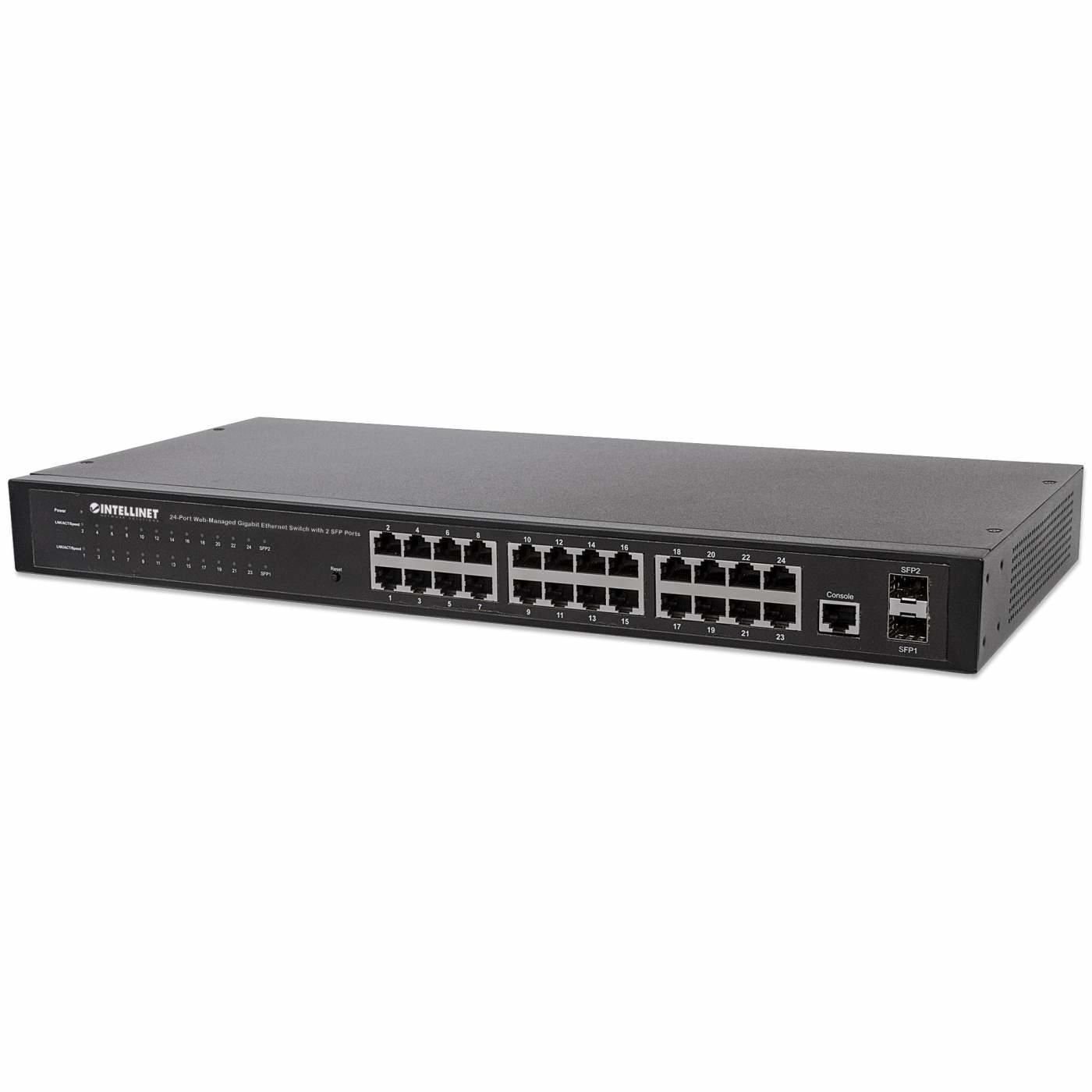 Intellinet INTELLINET 24-Port Web-Managed Gigabit Ethernet Switch mit 2 SFP Ports Netzwerk-Switch