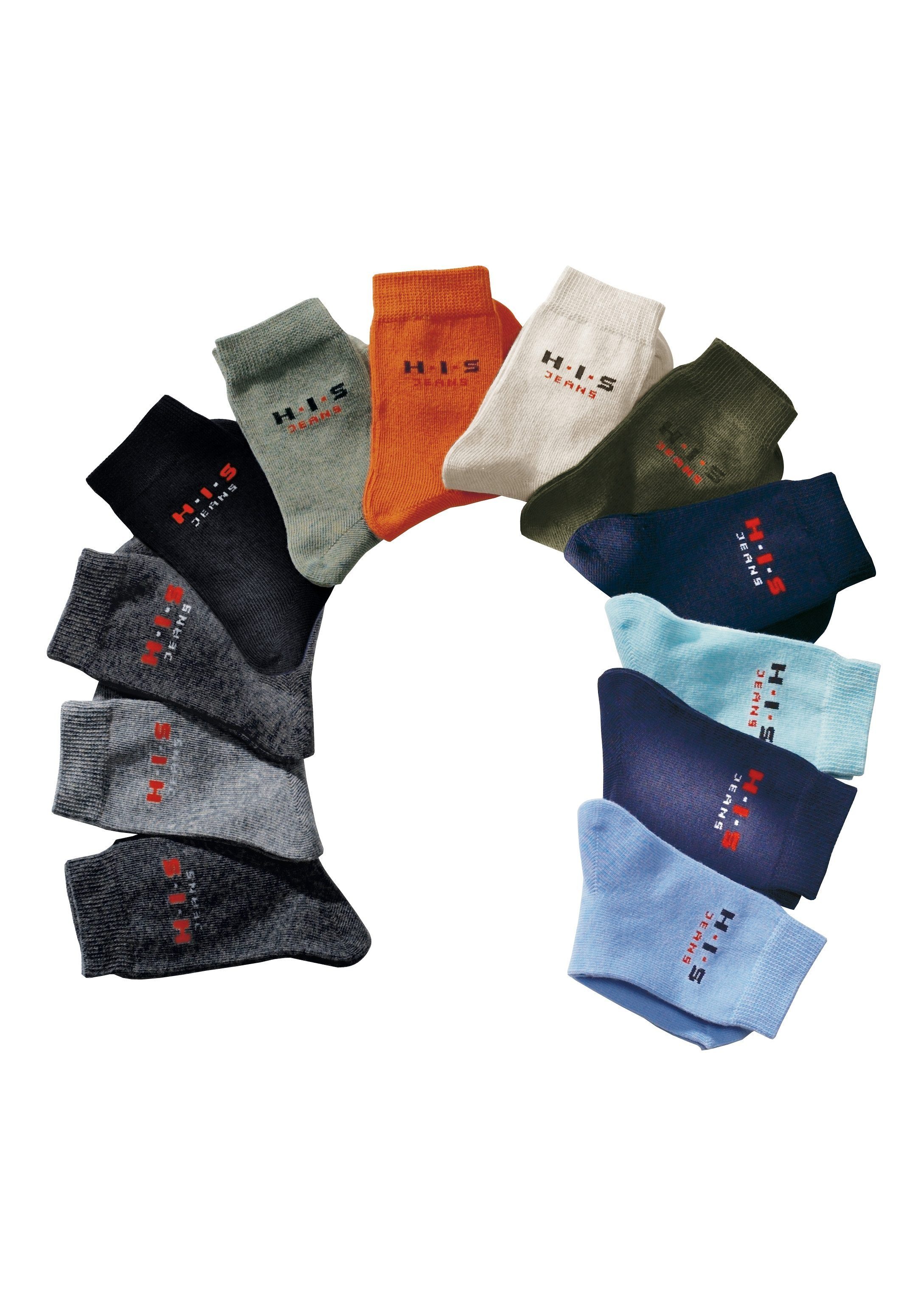 H.I.S Basicsocken (Packung, 4-Paar) mit kontrasfarbenem Logo