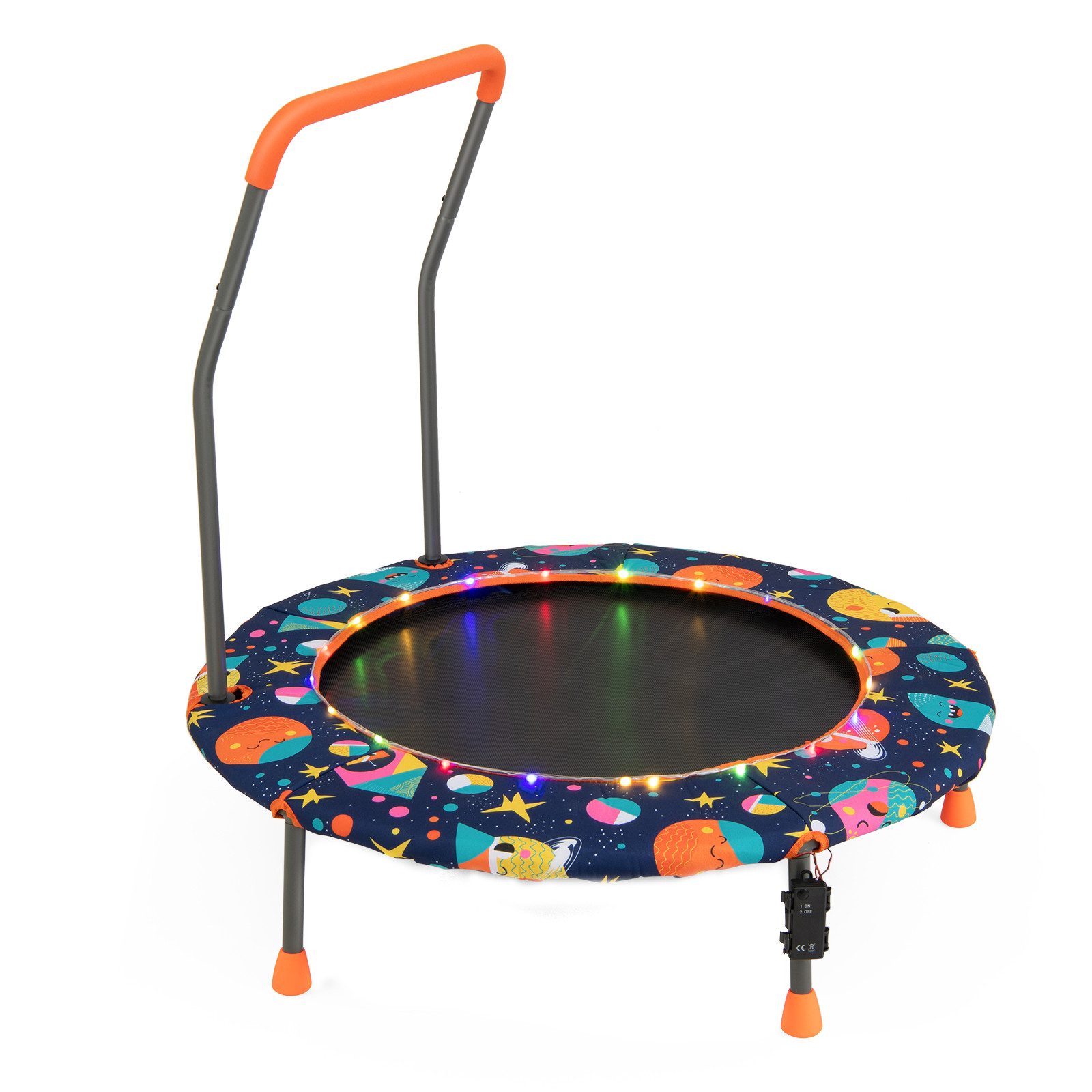 COSTWAY Kindertrampolin, φ92 cm mit LED & Griff
