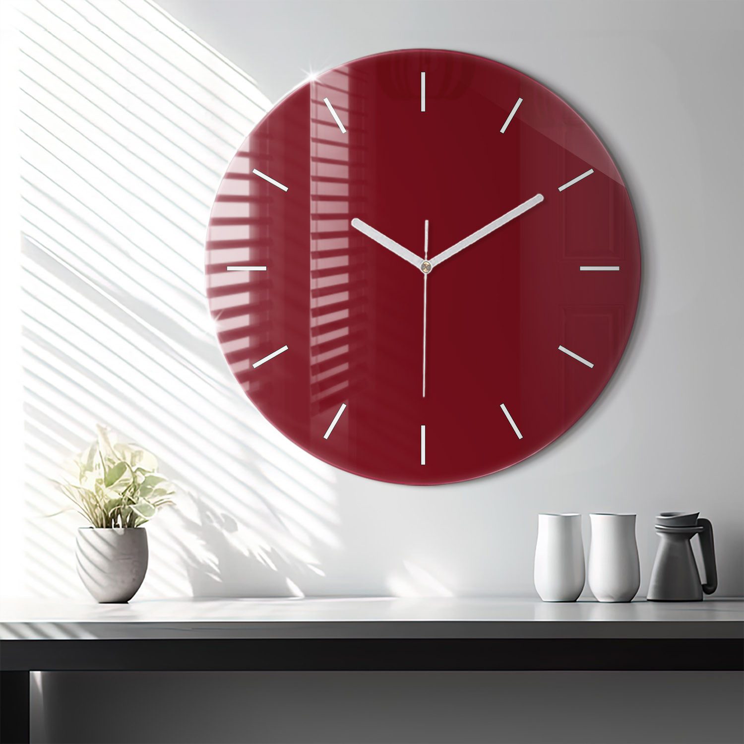 Tulup Wanduhr Glasrunde Uhr Moderne Glaswanduhr 60cm Uhr aus Gehärtetem Glas