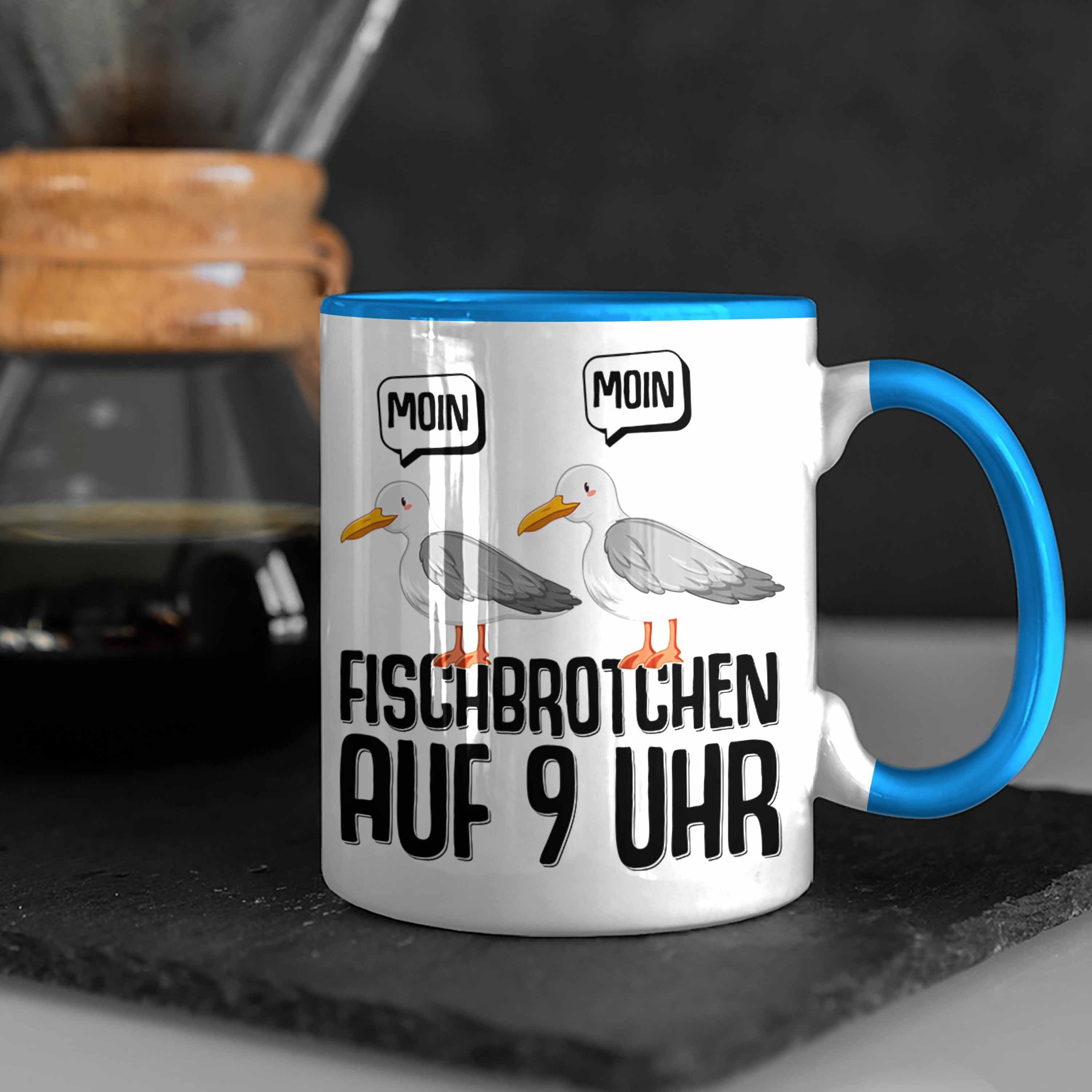 Trendation Tasse Geschenk Moin Möwen Fischbrötchen Tasse Norden Norddeutsch Plattdeutsch - 9 Auf Trendation Uhr Blau