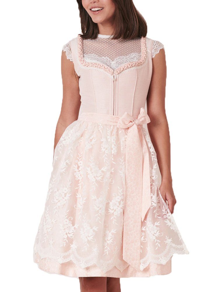 Krüger Madl Dirndl 'Jeana' Spitzenschürze 411263, Apricot Rosa 60cm