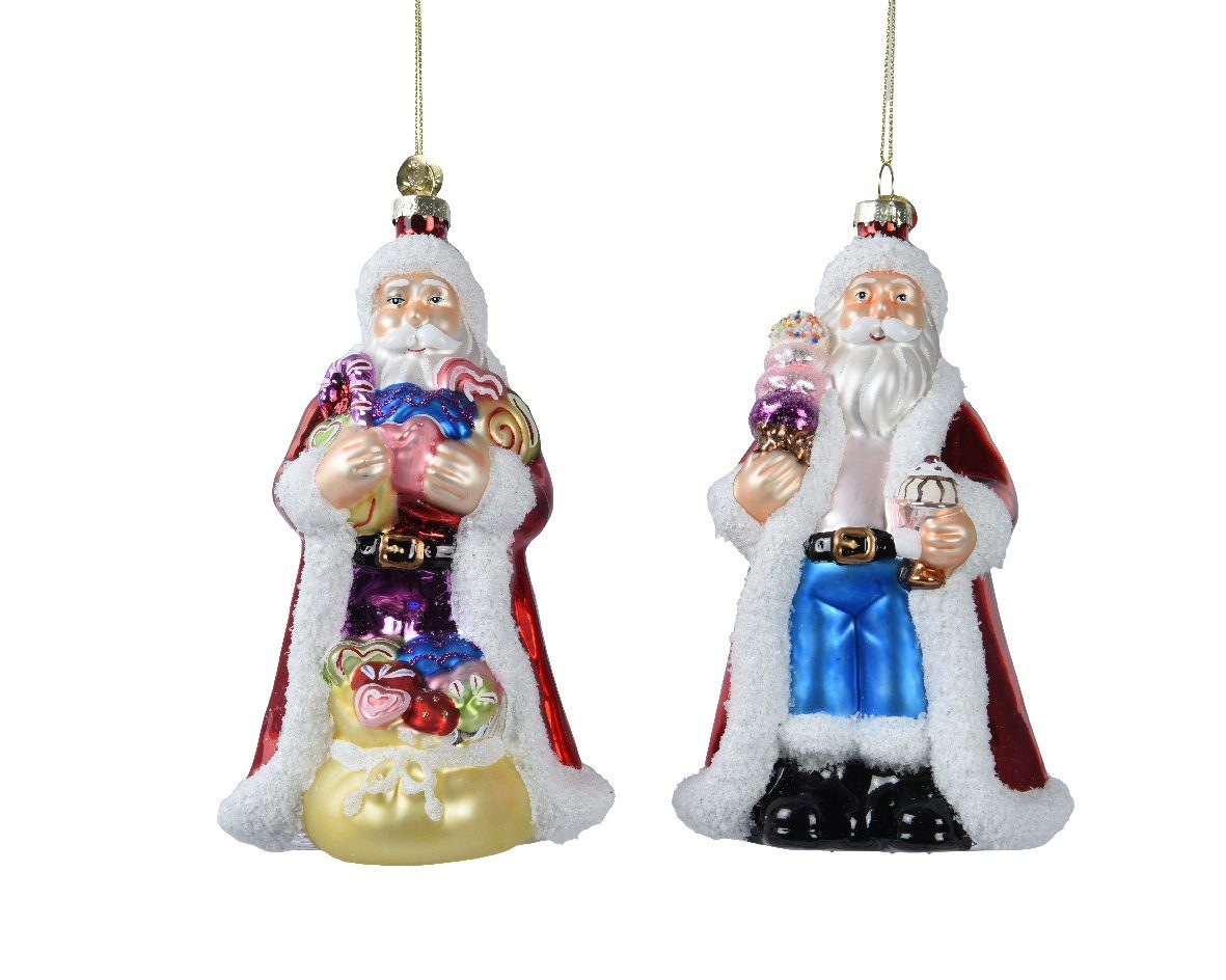 Decoris season decorations Christbaumschmuck, Christbaumschmuck Glas Weihnachtsmann 16cm, 1 Stück sortiert - Bunt