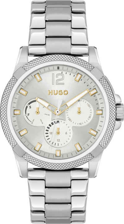 HUGO Multifunktionsuhr #IMPRESS - FOR HER, 1540138, Quarzuhr, Armbanduhr, Damenuhr, Datum, 12/24-Stunden-Anzeige