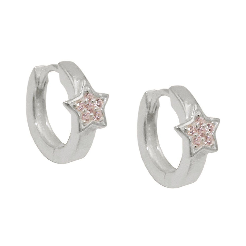 Schmuck Krone Paar Creolen »Paar Kinder-Creolen Ohrringe Sterne Sternchen  mit pink Zirkonia 925 Silber« online kaufen | OTTO