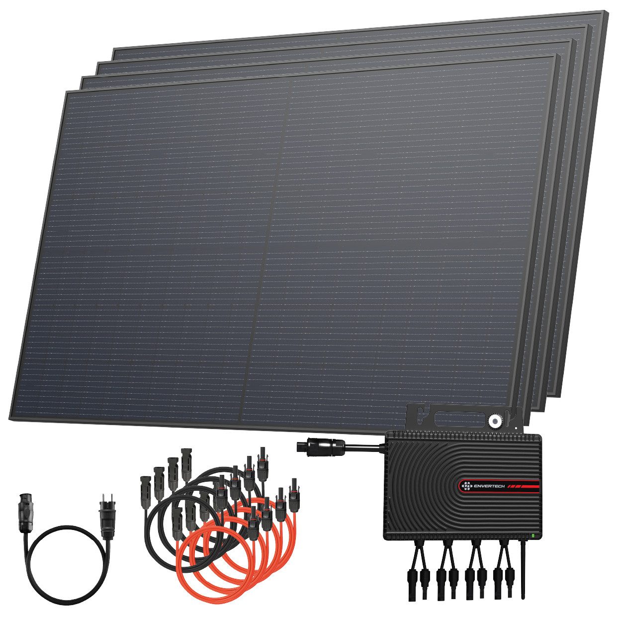 Solarway Balkonkraftwerk 2000 Wp / 800 Watt Envertech Wechselrichter, 2000 W, Monokristallin, (Komplettset), Solaranlage 500W Solarmodule & Wechselrichter & Zubehör