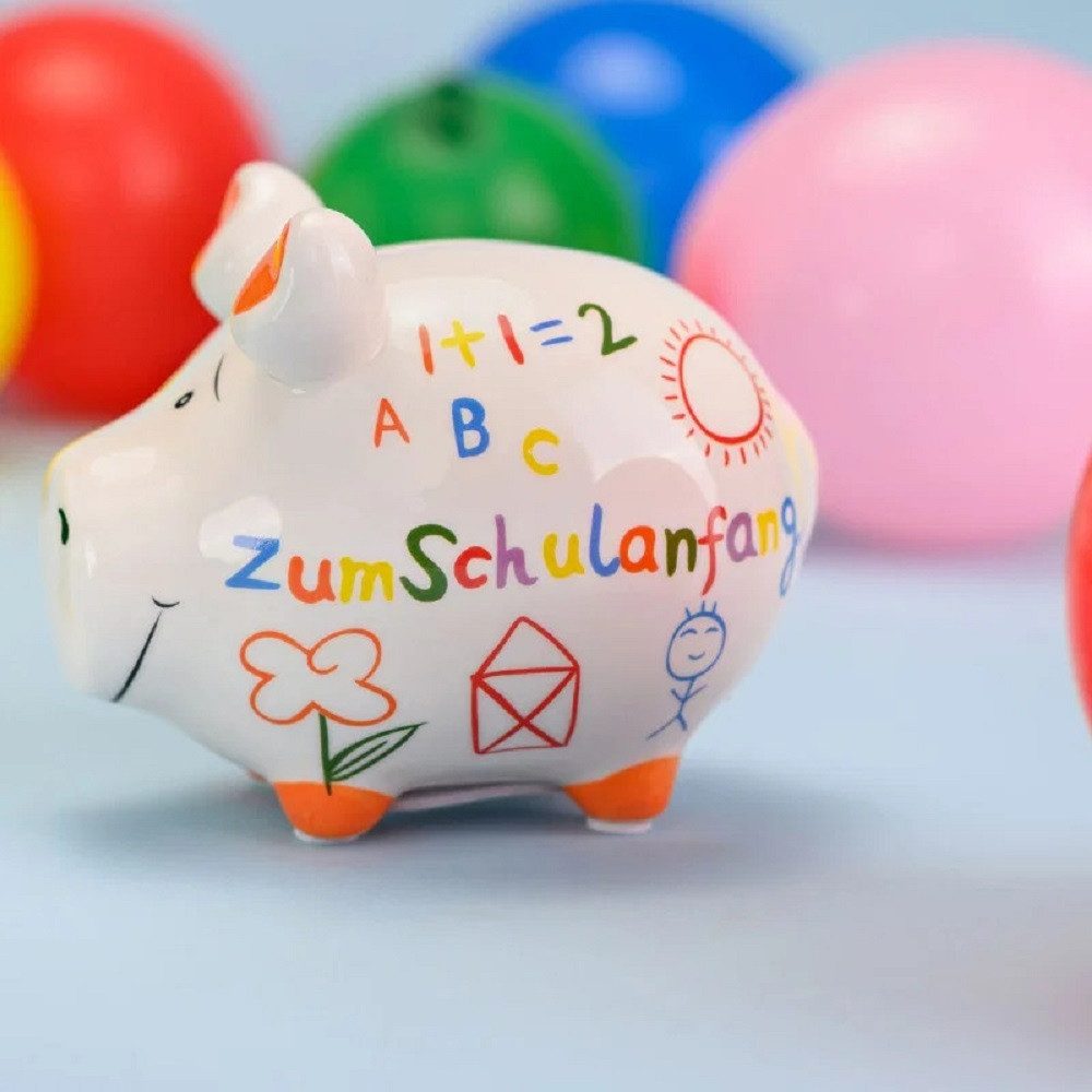 Wurm Spardose Sparschwein 'Zum Schulanfang' Keramik Bunt (B/H/T) 12,5x9x9cm