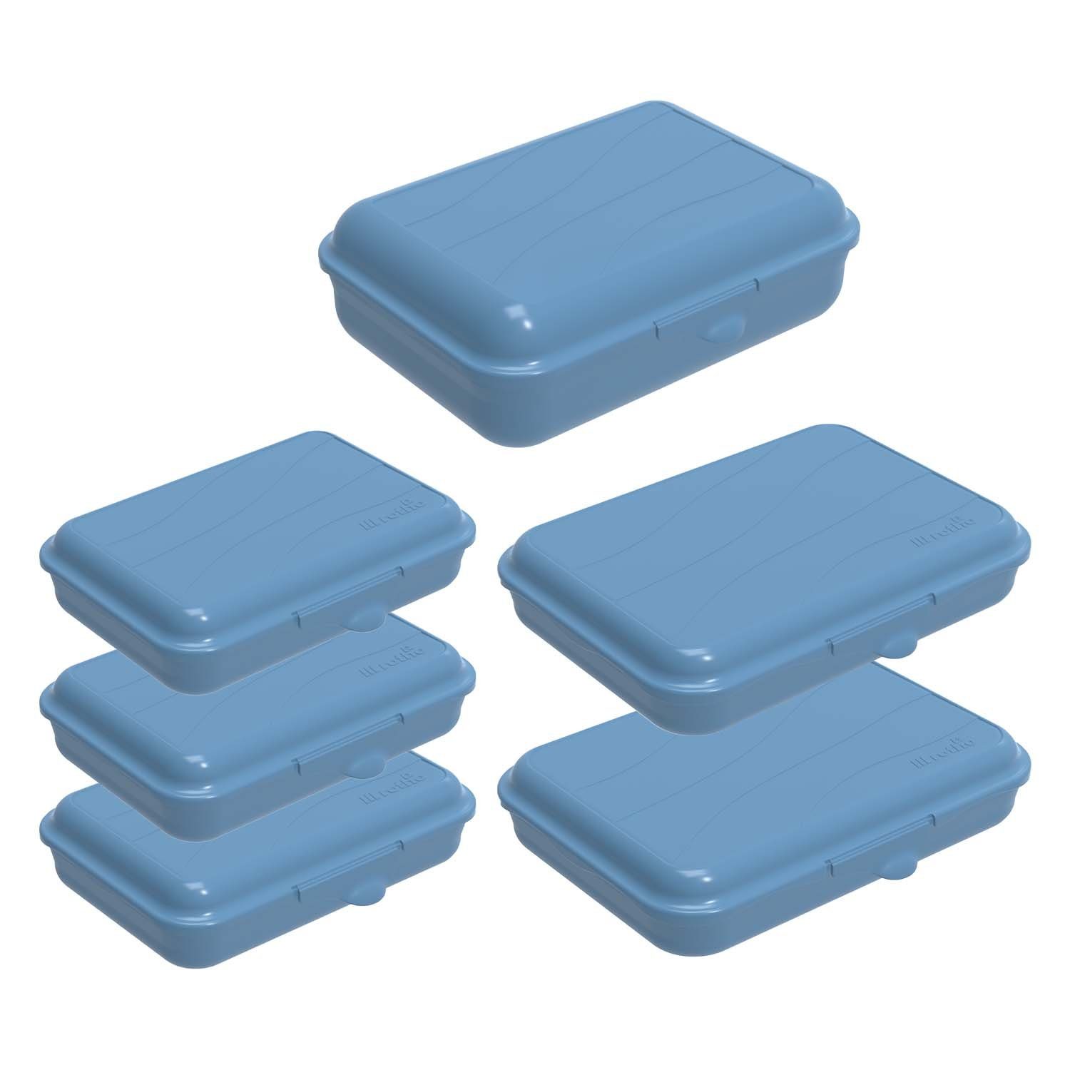 ROTHO Vorratsdose Fun Vesperdosen-Set 6tlg. 3 x 0.4l, 2 x 0.75l, 1.25l, lebensmittelechter Kunststoff (PP) BPA-frei, (Vesperdosenset, Set 6-tlg) Horizon Blue