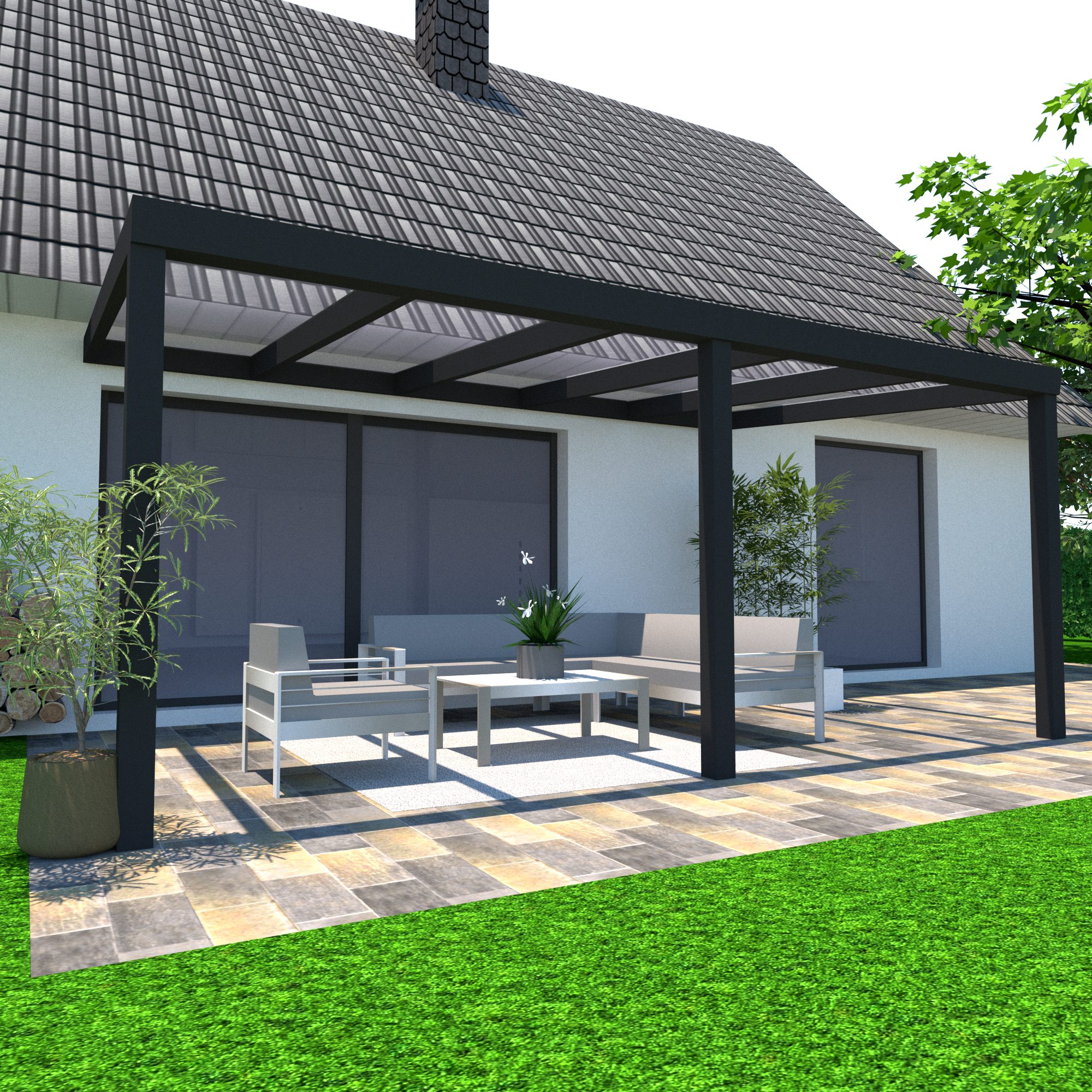 Schweng Terrassendach S350, BxT: 406x305 cm, Bedachung Polycarbonat