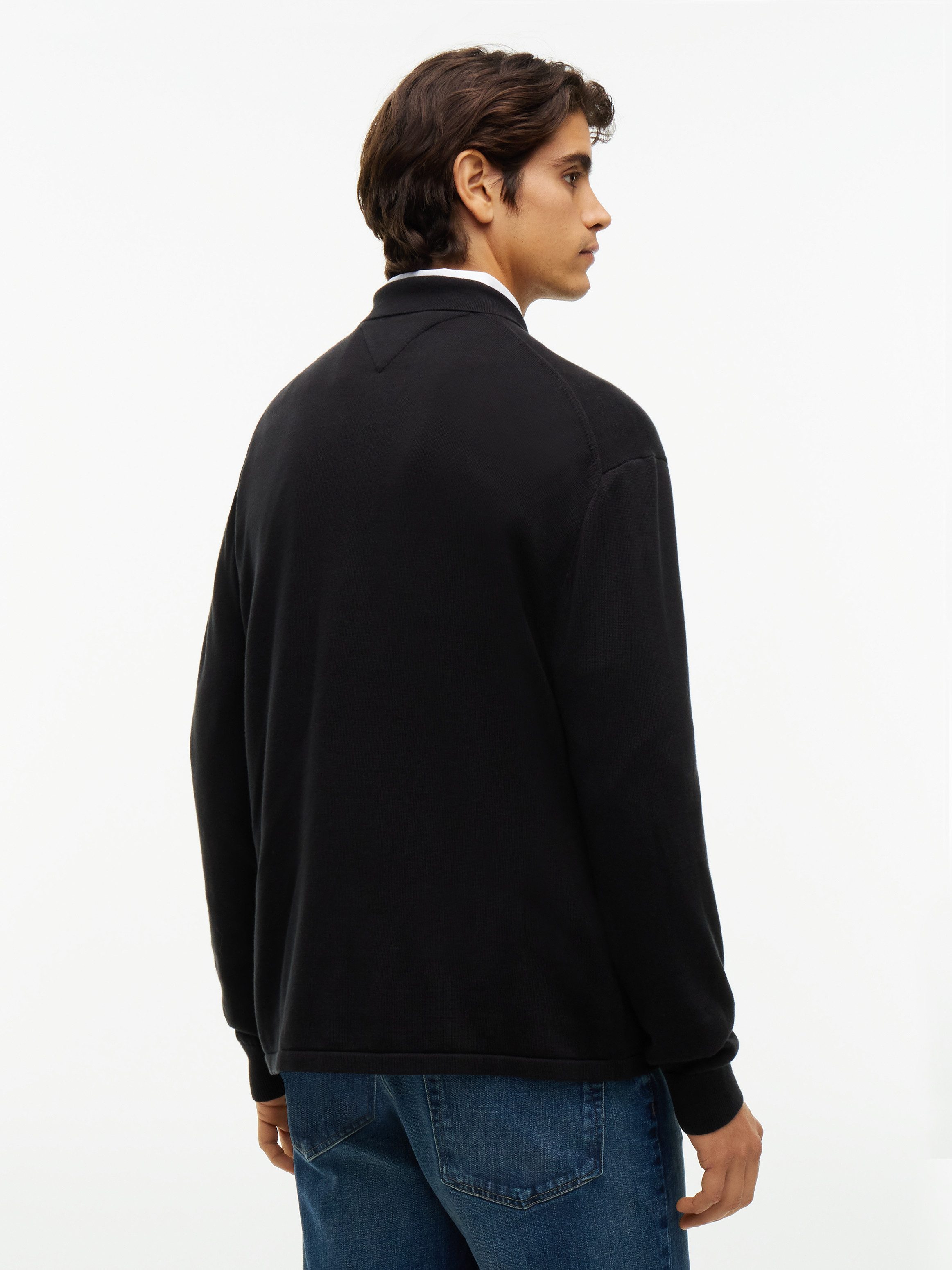 Tommy Hilfiger Strickjacke ESSENTIAL COTTON Relaxed Fit Strick-Overshirt mit Flag-Stickerei