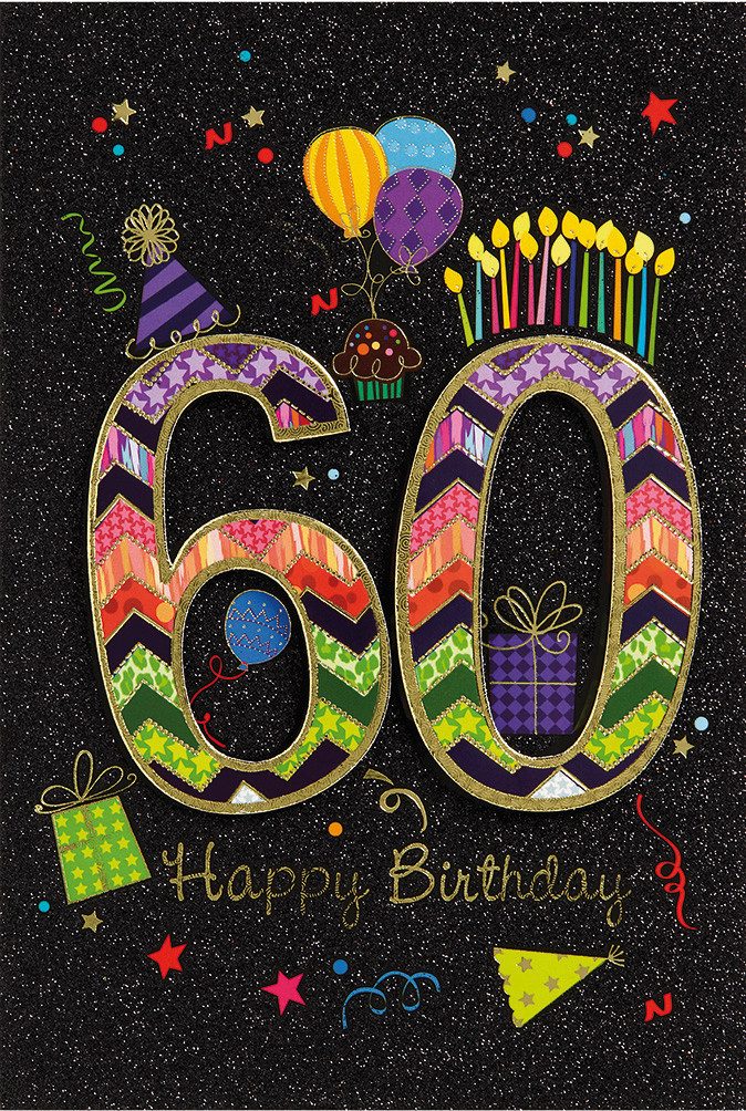 BSB Grußkarten 60. Geburtstag - Collage - Glückwunschkarte im Format 11,5 x 17 cm