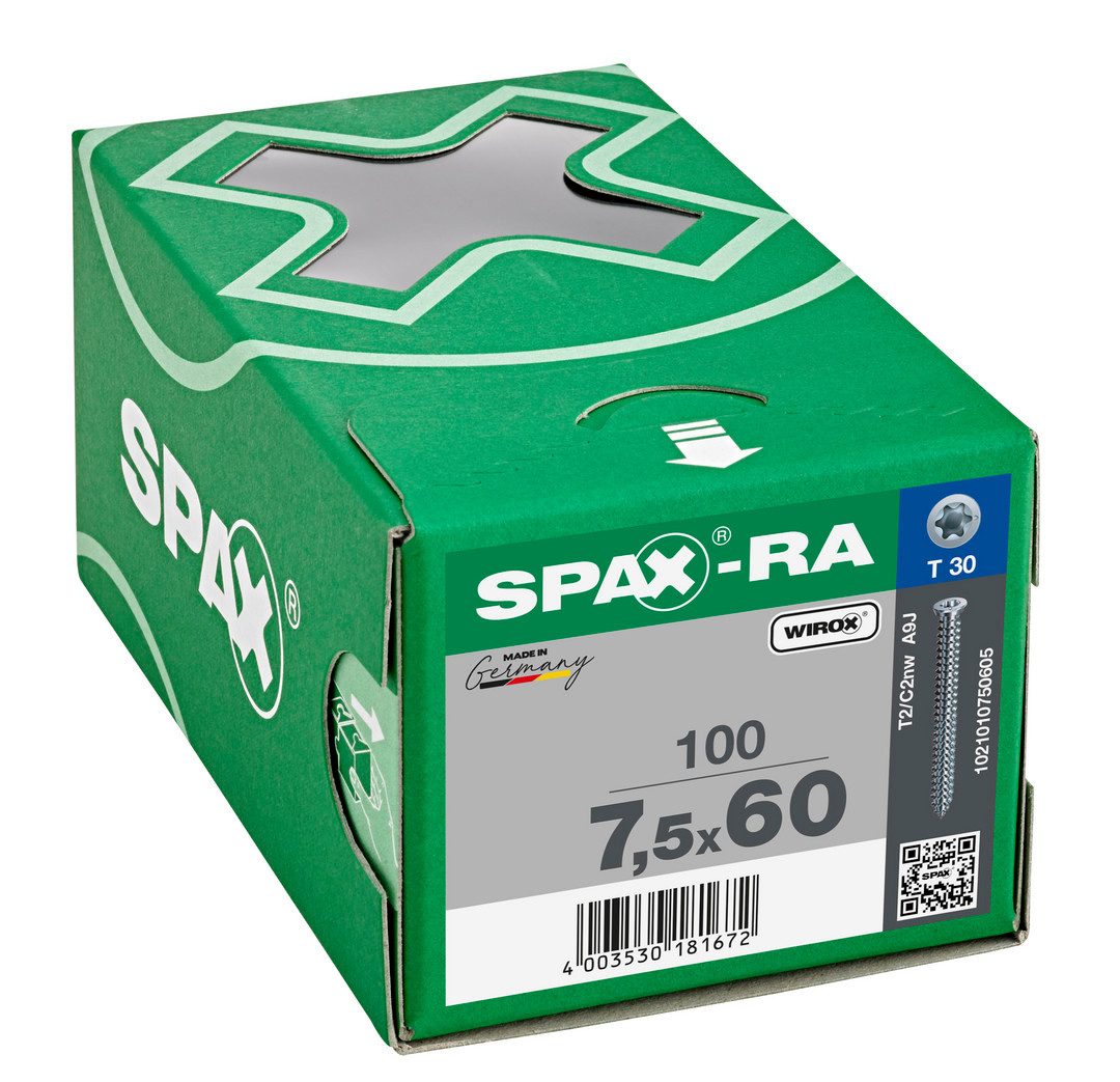 SPAX Schraube Schraube, Senkkopf, WIROX, TORX TX 30, Vollgewinde, (100 St)