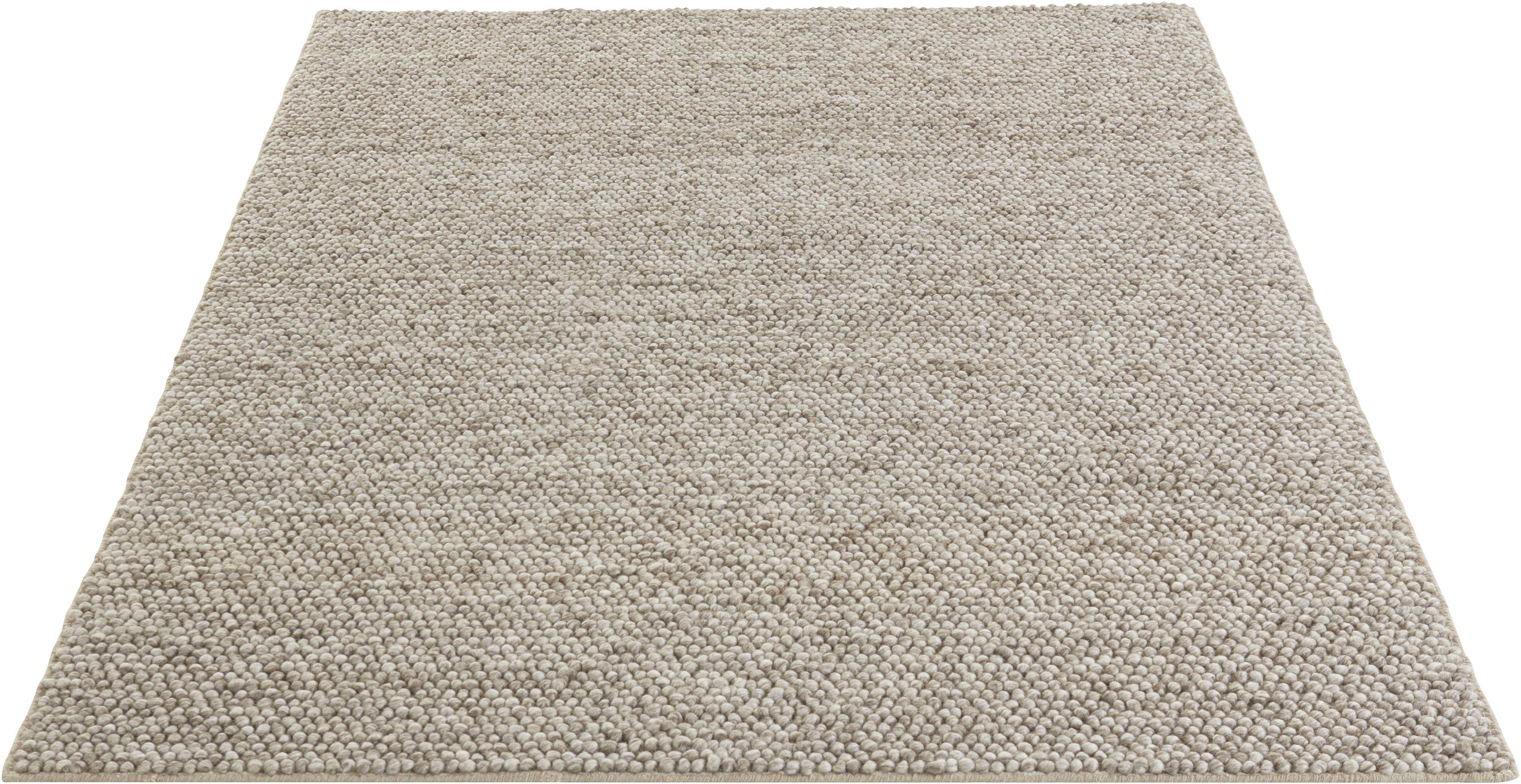 Wollteppich Ainhoa, LeGer Home by Lena Gercke, rechteckig, Höhe: 14 mm, einfarbig, Wolle, Handweb Teppich, Wohnzimmer, Schlafzimmer, Esszimmer sand