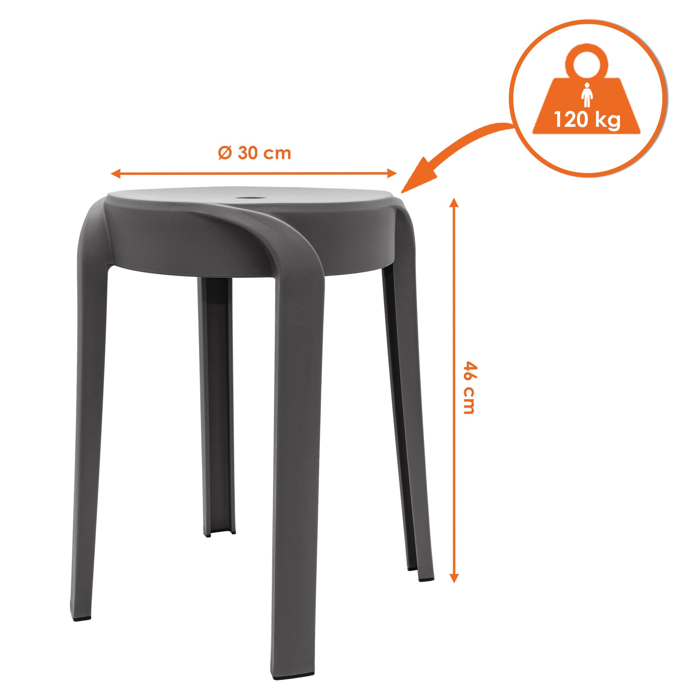 Spetebo Hocker Kunststoff Sitzhocker 46 x 30 cm (stapelbar, 1 St., bis 120 kg), Mehrzweck Hocker im modernen Design