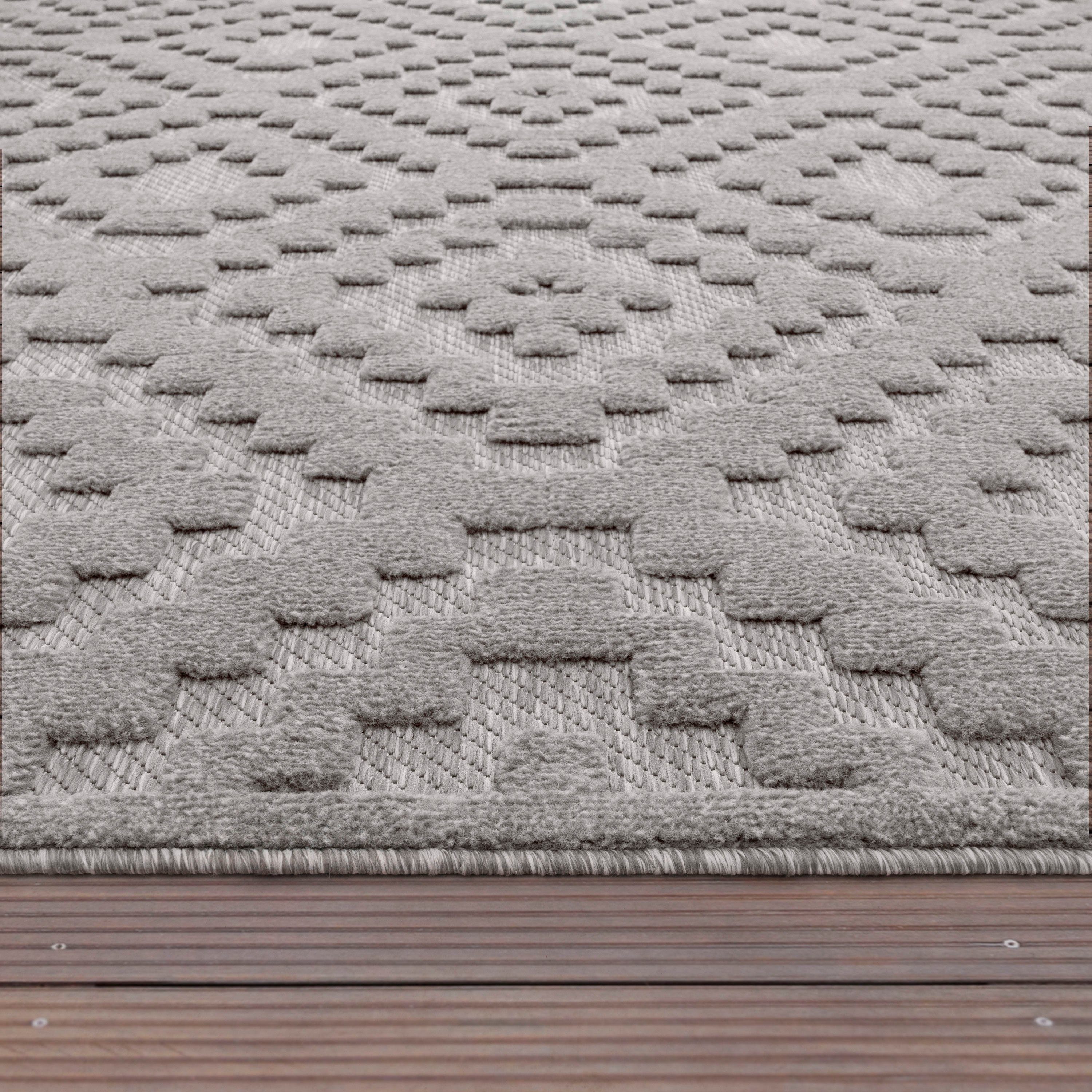 Teppich Livorno 672, rechteckig, Uni-Farben, 14 Paco Muster, Scandi, Hoch-Tief Höhe: Rauten Effekt, geeignet Home, Outdoor mm, grau