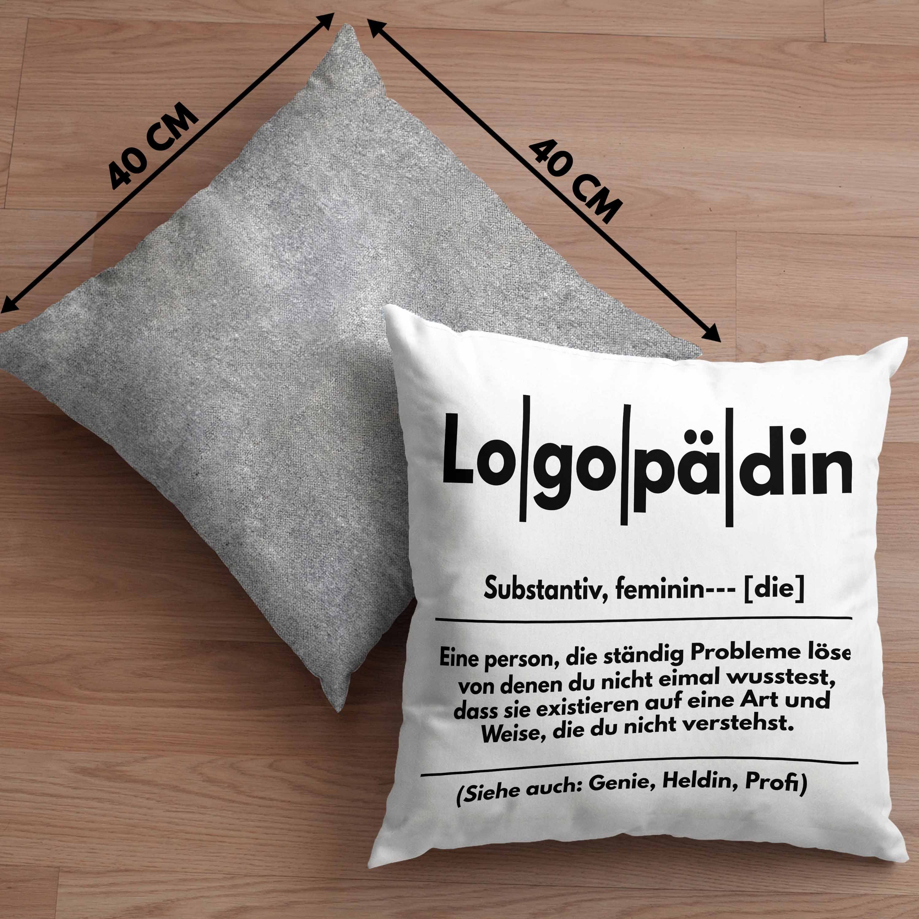 Definition Grau Dekokissen 40x40 Geschenk Dekokissen - Trendation Logopädie Logopäde Trendation Füllung Logopädin Kissen mit