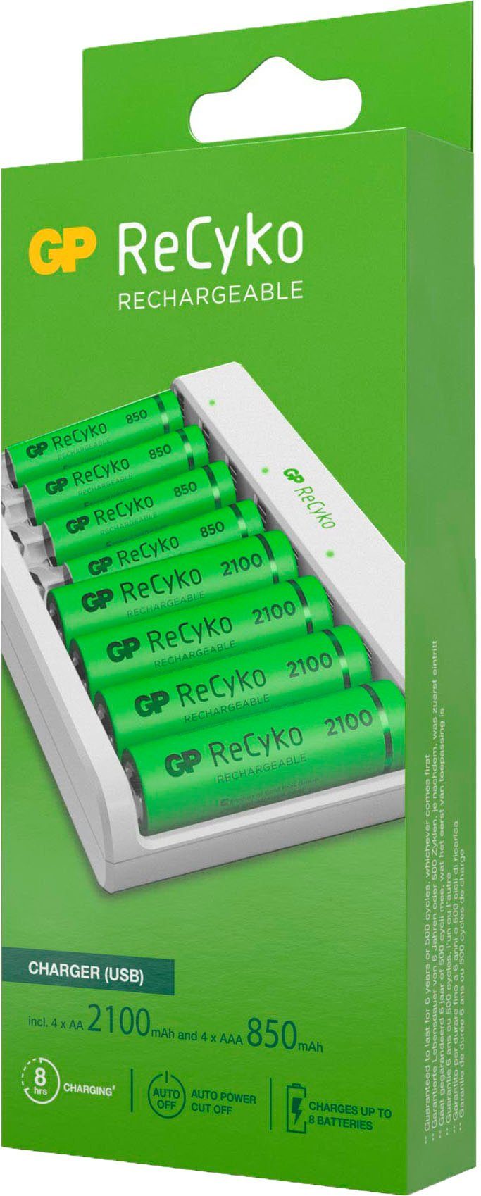 GP Batteries ReCyko 2100 850 mAh E811 mit 4 ReCyko mAh x 4 AAA und x AA ReCyko Batterie-Ladegerät