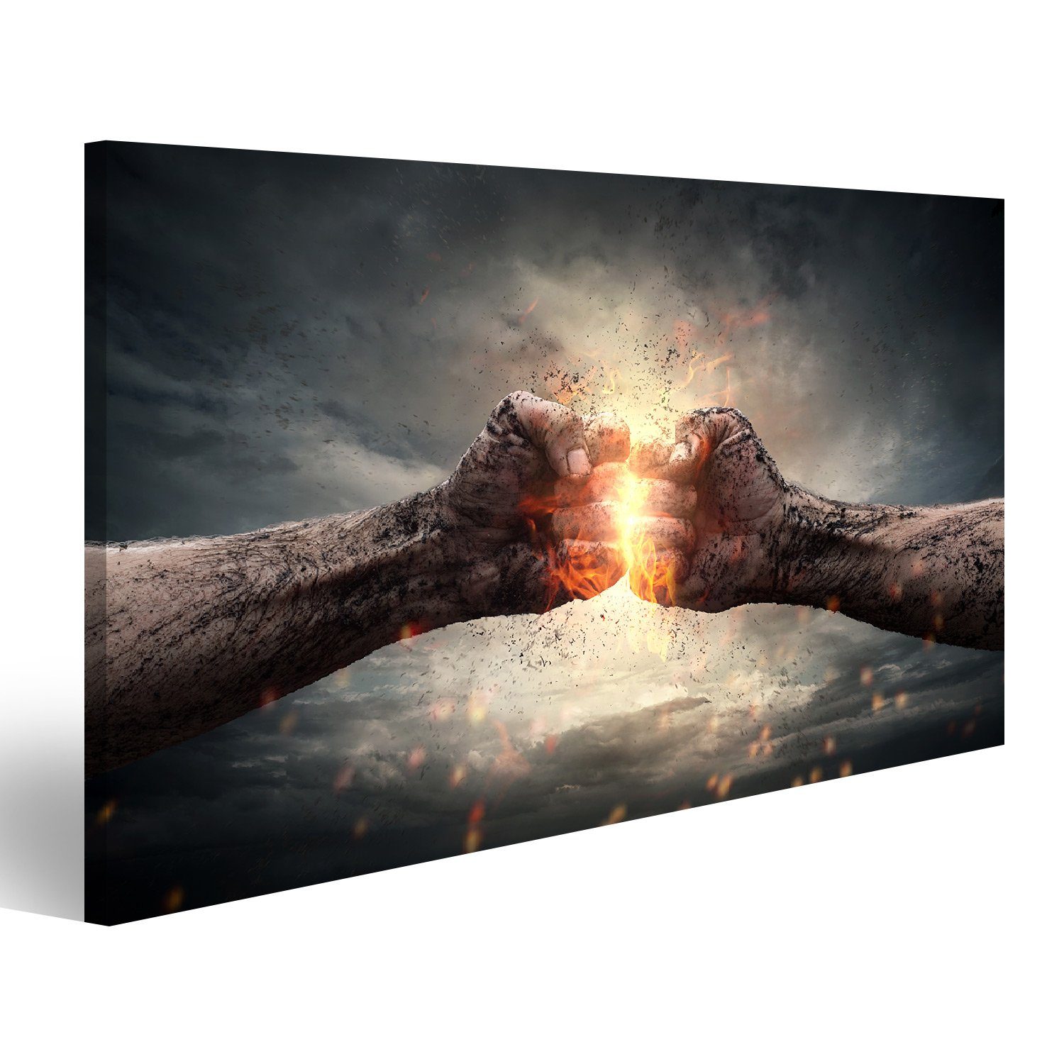 islandburner Leinwandbild Bild auf Leinwand Fighting Fight Close Up Zwei Fäuste schlagen sich ge