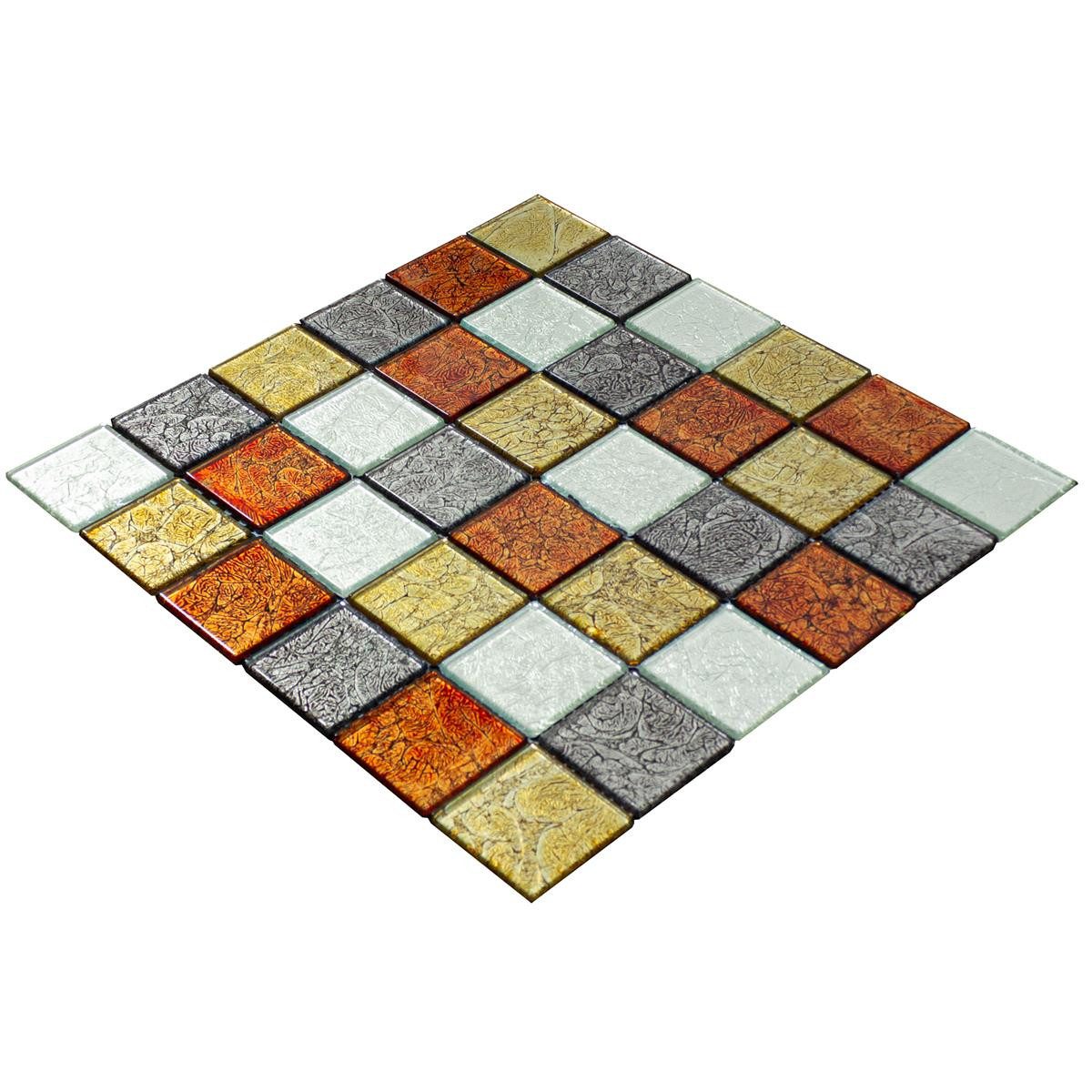 Mosafil Mosaikfliesen Glasmosaik Fliesen Curlew Q48 4mm, Glas 30.000x30.000, rot-braun, Wasserfest