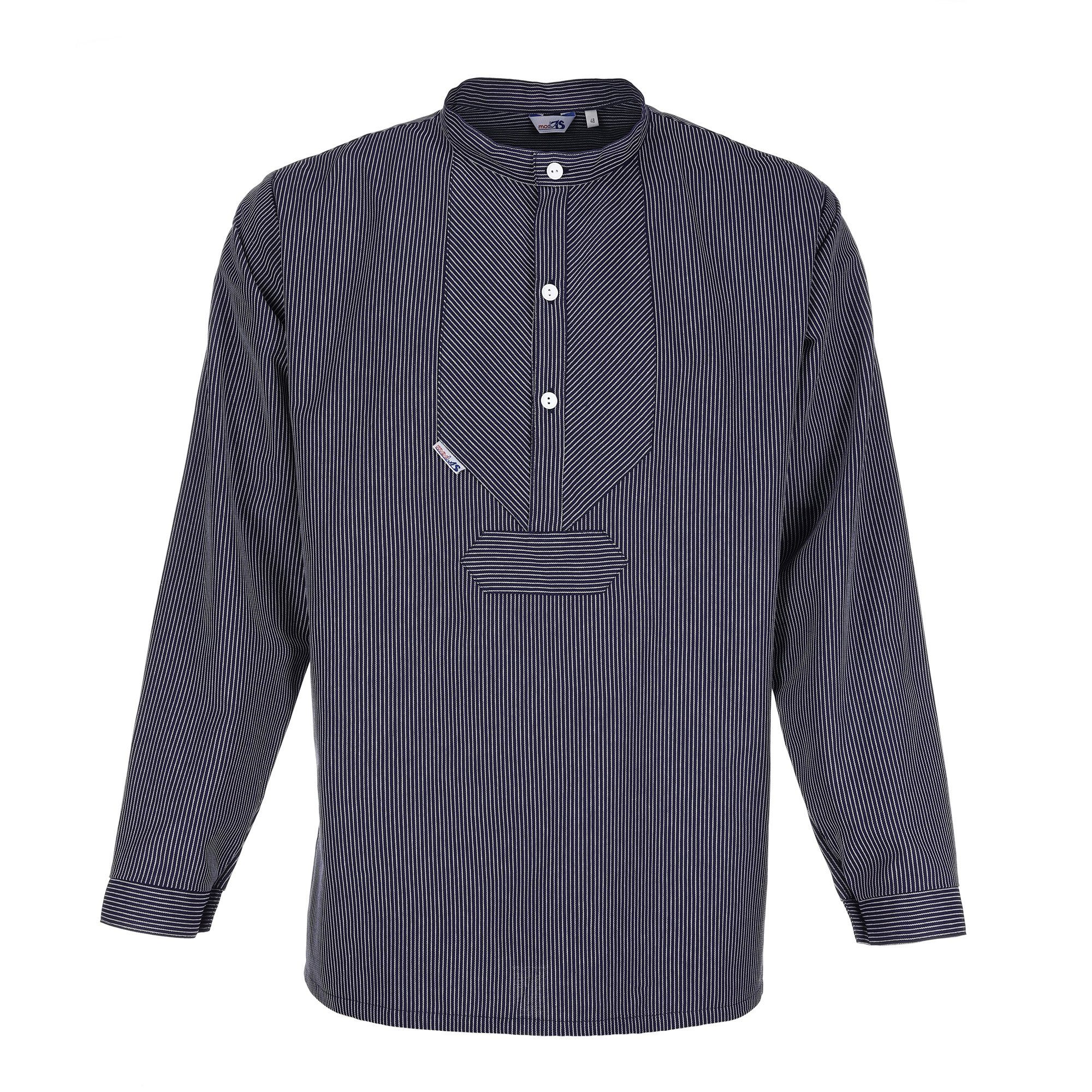 modAS Langarmhemd 1000-11 Unisex Fischerhemd "L. Marleen“ Schmale Streifen im Finkenwerder-Stil