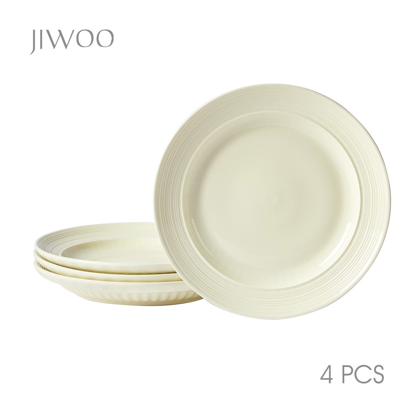 JIWOO Тарілка обідня 4er,Ø25cm,Frühstücksteller,Vorspeisenteller,Salatteller,Gemüseteller, (4 St), Mikrowellengeeignet,Spülmaschinengeeignet,Stapelbares Design