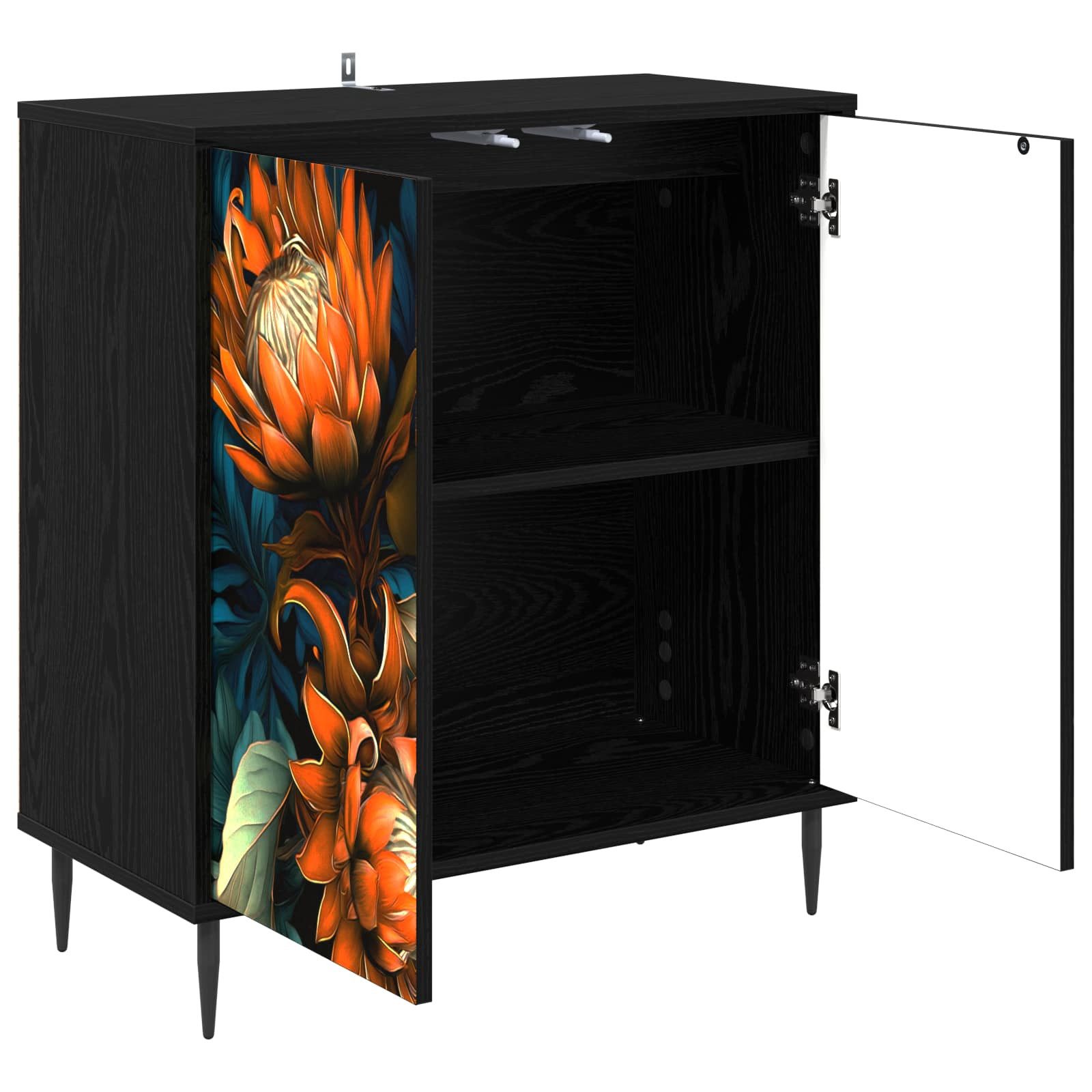 vidaXL Sideboard Sideboard LOCHEM Schwarz Eichen-Optik 69 x 33 x 76 cm (1 St)