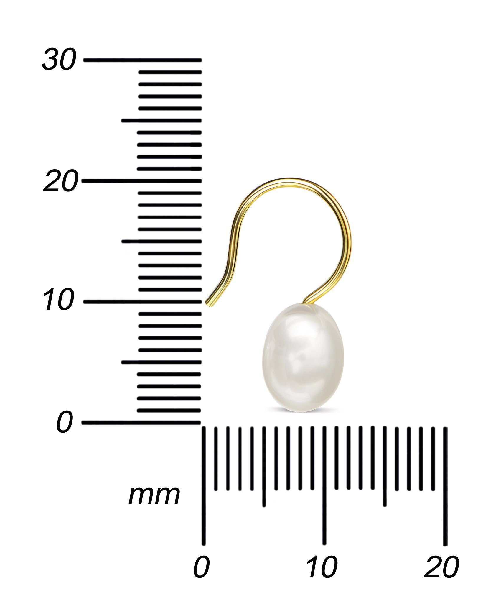 585 Damen), Germany Ohrhaken Ohrschmuck, für Gold - JEVELION Perlen (Gold Made in Perlenschmuck Paar