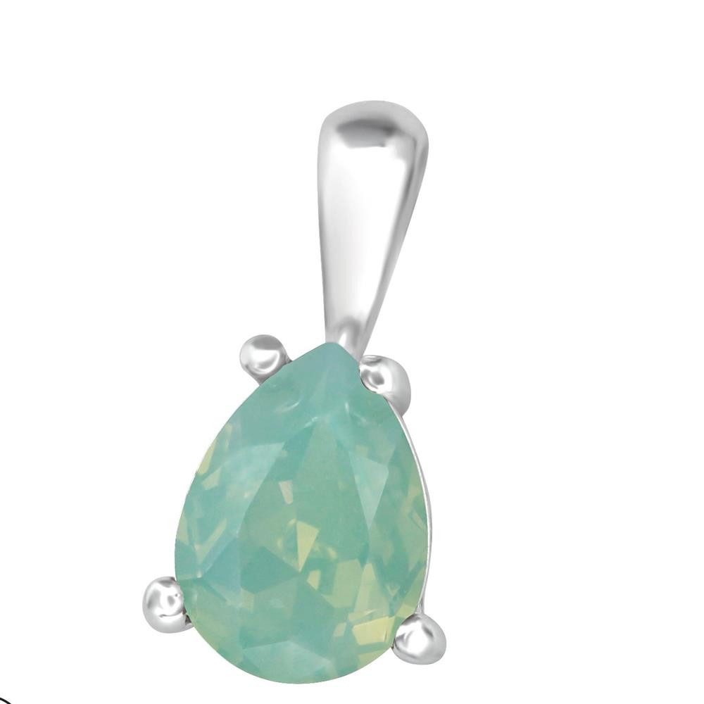 BUNGSA Anhänger Set Anhänger Tropfen mit Kristallaus 925 Silber Damen pacific opal (1-tlg), Pendant Halsketten