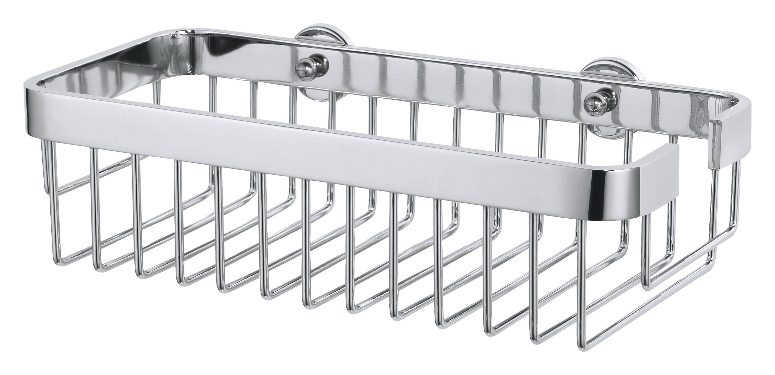 tesa Duschablage ALUXX Duschablagekorb ohne Bohren - 8,7 cm : 30,0 cm : 14,7 cm, Packung 1-tlg., selbstklebendes Hängeregal für die Dusche - chrom - silber glänzend