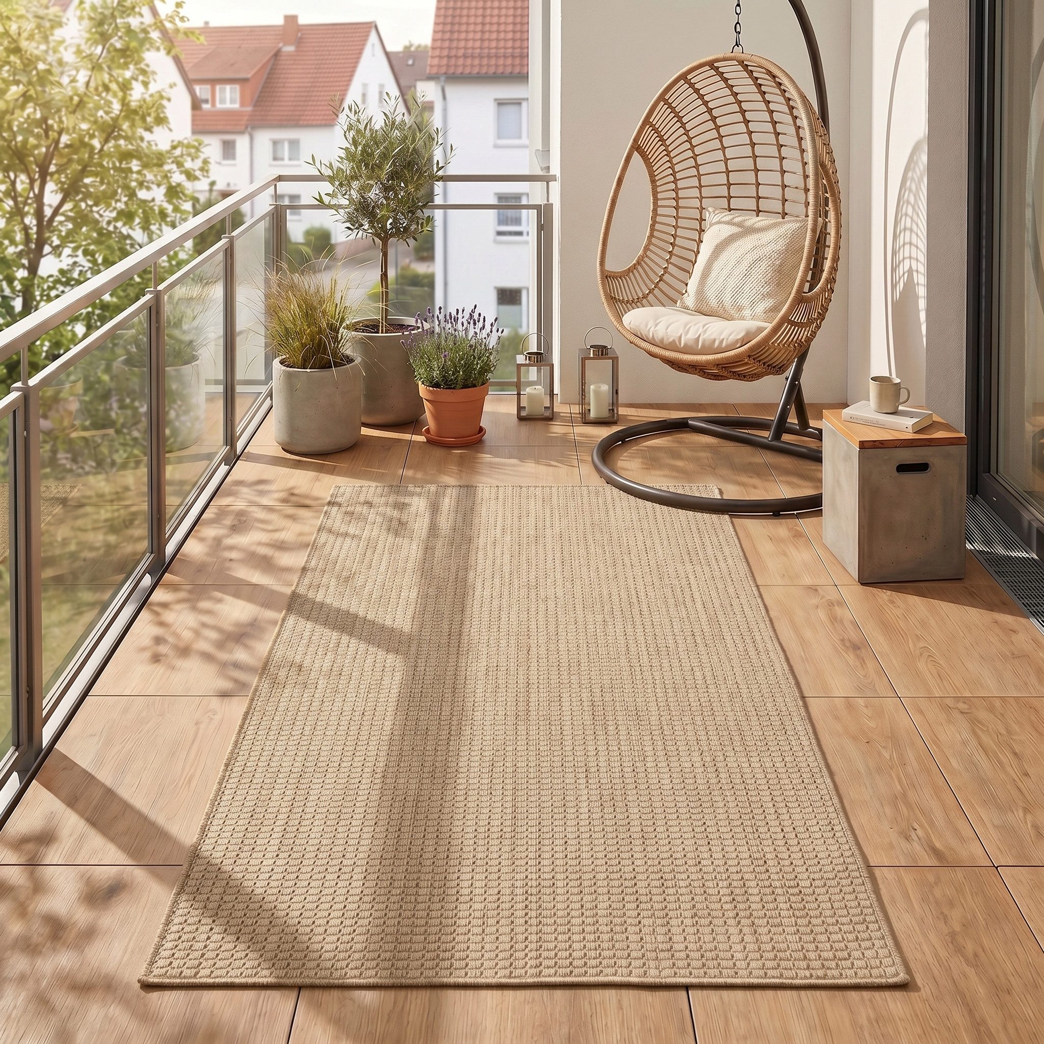 Teppium Teppich Einfarbig, Läufer, Höhe: 3 mm, Teppich Wetterfest Waschbar Balkon, Garten, Terrasse und Küchenteppich