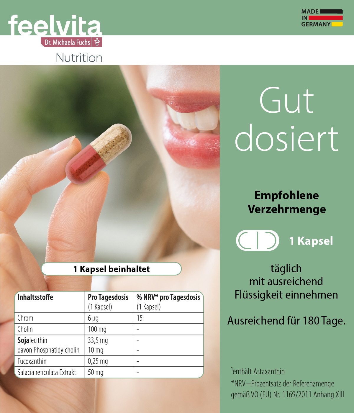 Genius Feelvita Nutrition LipoXanthin Forte Stoffwechsel Kapseln (180 Stück) Kapsel, 2 er 6-Monatsvorrat à 90 St., Trägt zu einem normalen Fettstoffwechsel bei
