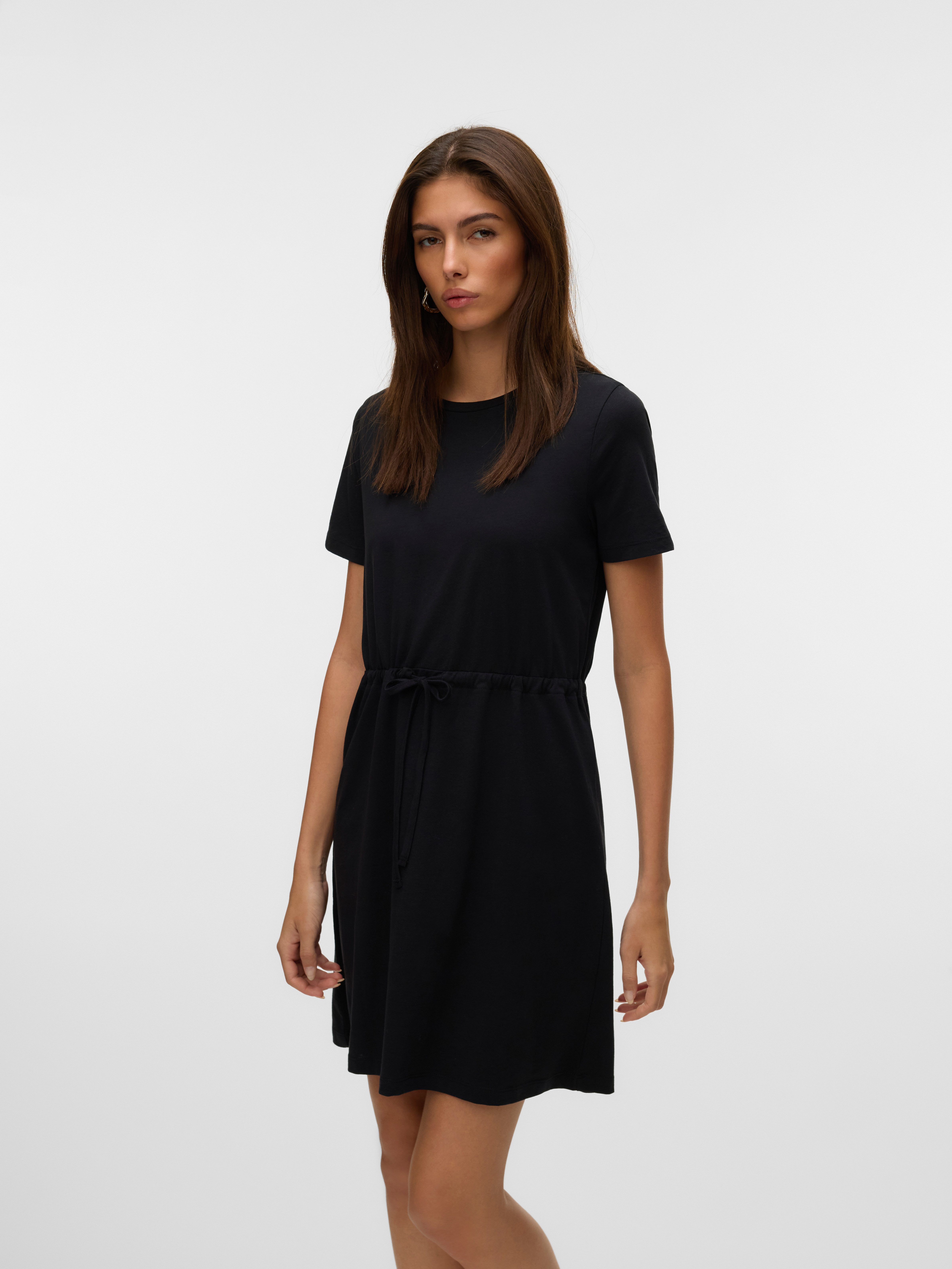 Vero Moda Shirtkleid VMLUNA SS SHORT STRING DRESS JRS NOOS Baumwollmischung günstig online kaufen
