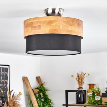 hofstein Deckenleuchte »Campitello« Deckenlampe, Metall/Holz/Stoff, Nickel-matt/Natur/Schwarz, ohne Leuchtmittel, Leuchte im skandinavischen Design, Ø28cm, 2xE14, Weiß