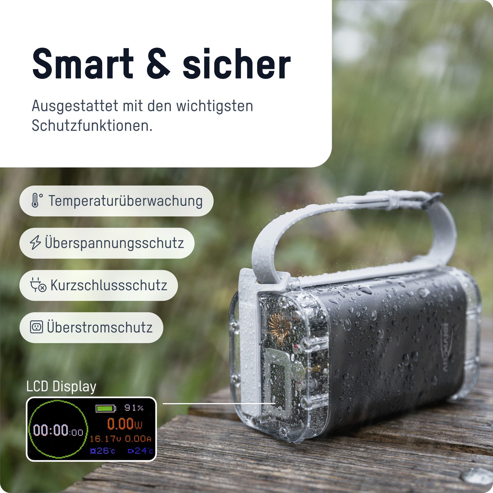 ANSMANN AG Wasserfeste Powerbank mit einer starken Kapazität von 40.000 mAh, 100W Powerbank