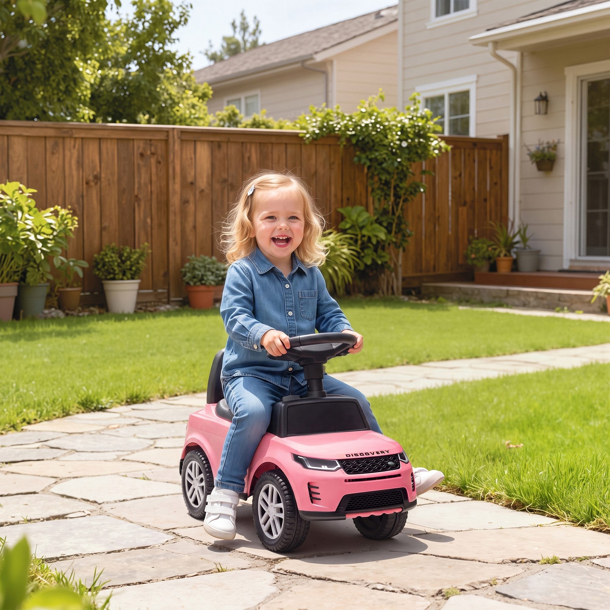 AIYAPLAY Rutscher LAND ROVER DISCOVERY Kinderfahrzeug, (Set, 1-tlg., 1-tlg), für Kinder von 18-36 Monaten, Rosa – Bild 2 von 5