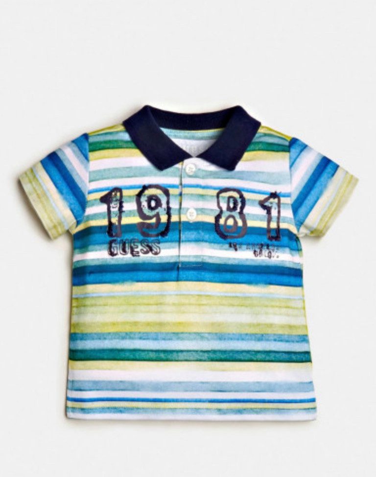 Guess Kids Poloshirt Baby Poloshirt gestreift aus Baumwolle mit Print kurzarm