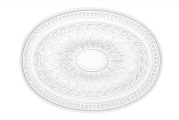 Hexim Perfect Wanddekoobjekt B2030 (Stuckrosette aus PU hartschaum, weiß, Zierelement, Stuck, Innendekoration Dekor Oval)